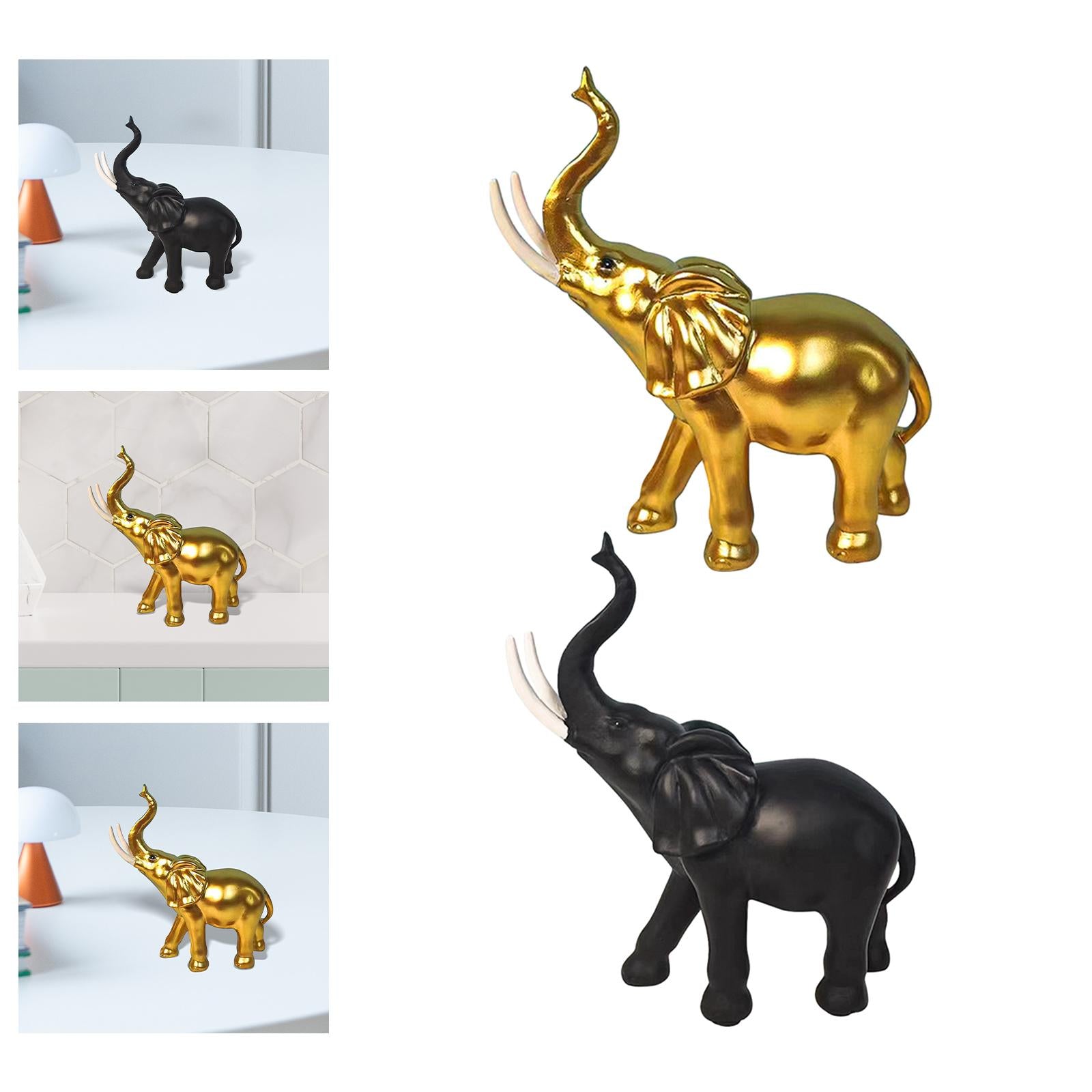 Elephant Statue Decor Ornament Desk Figurine for Exhibition Parties Entrance Gold