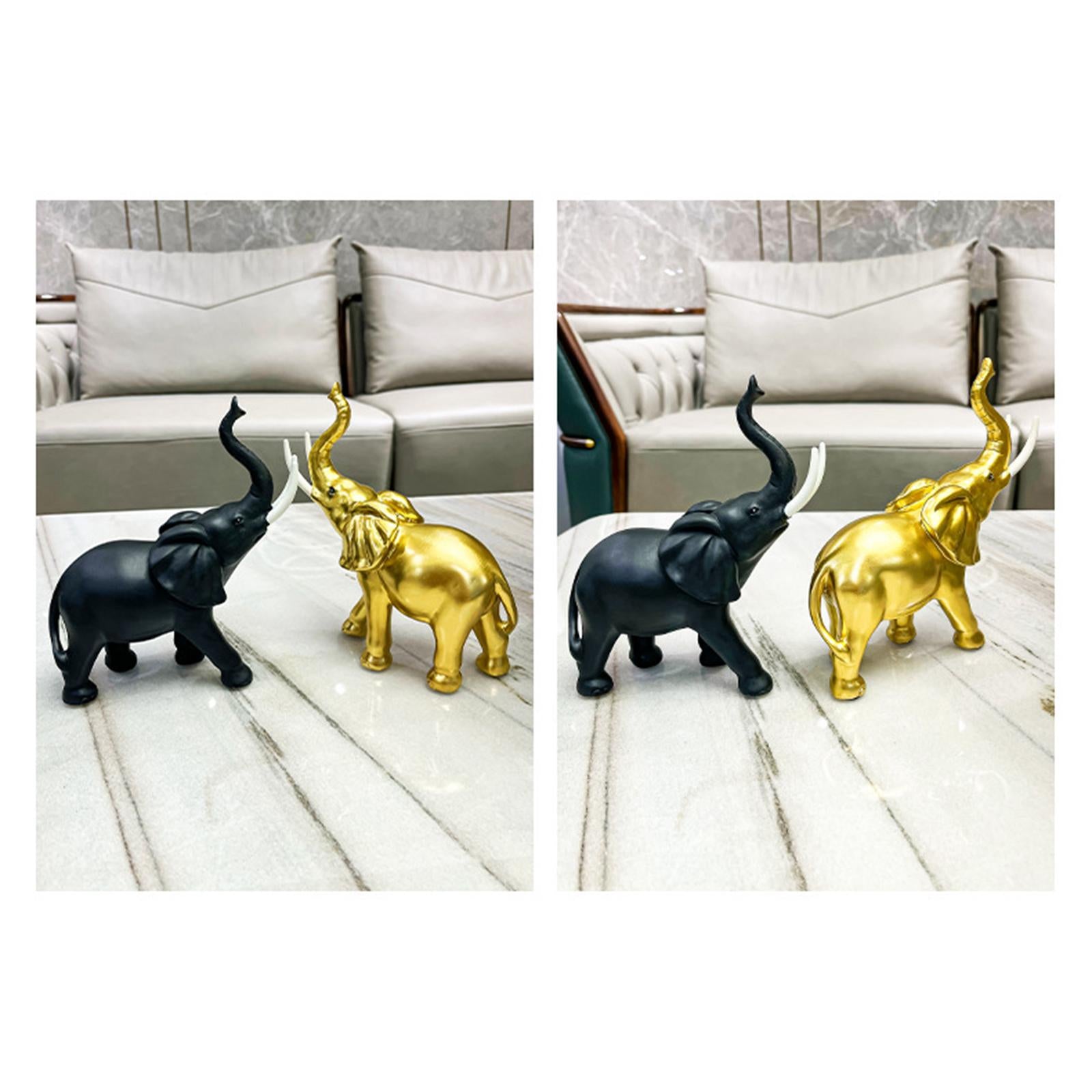 Elephant Statue Decor Ornament Desk Figurine for Exhibition Parties Entrance Gold