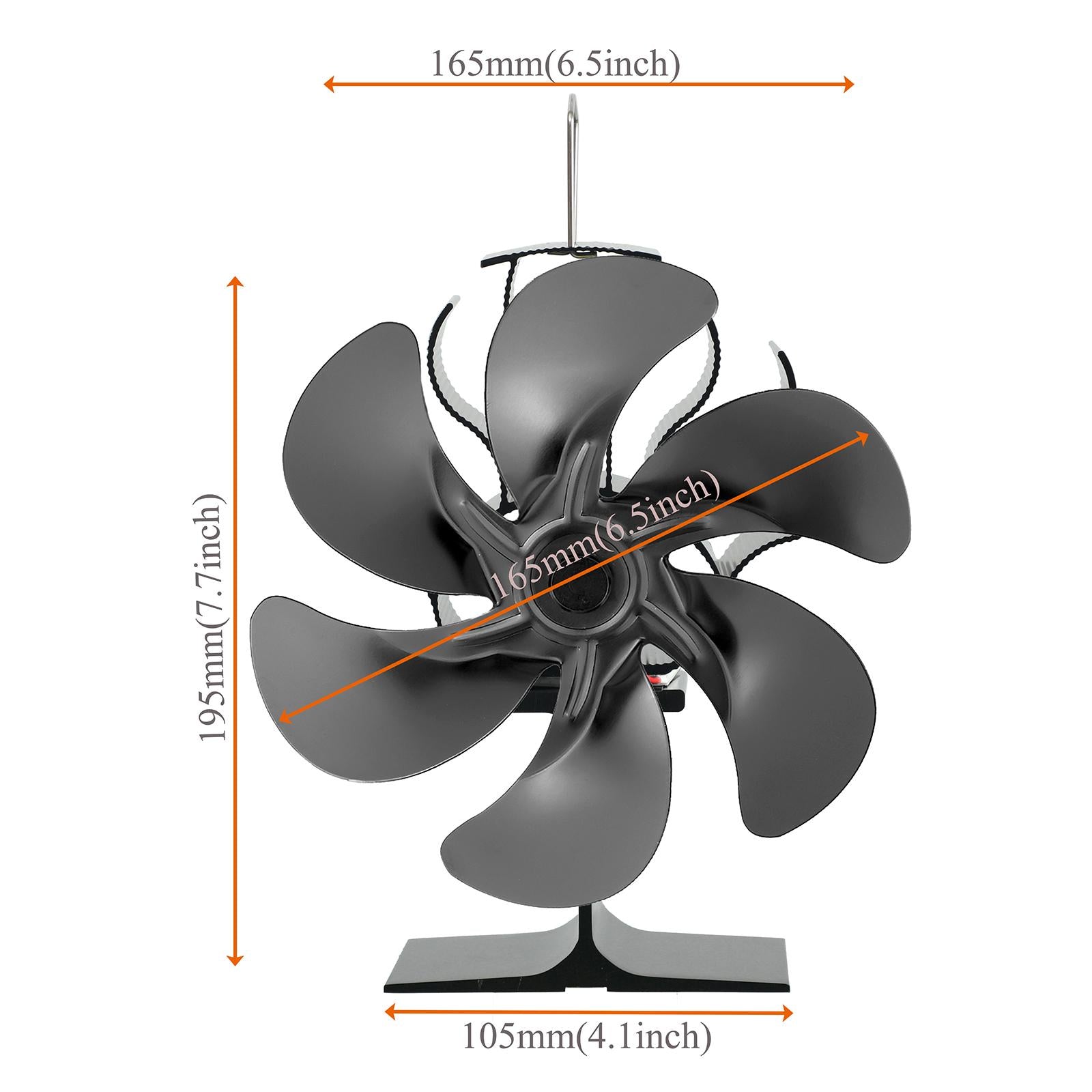 6 Blade Fireplace Stove Fan Eco Friendly Versatile Low Noise Wood Burner Fan
