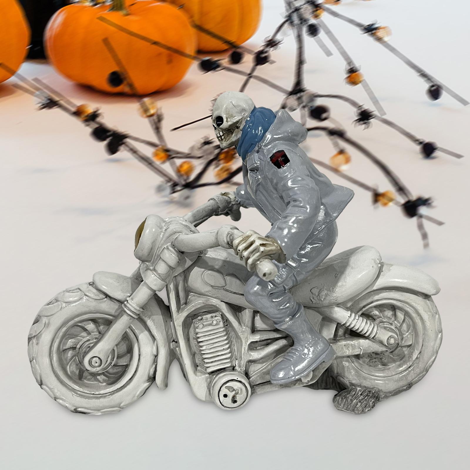 Halloween Skeleton Figurine Ornament Home Decoration for Shelf Table Decor Motorcycle