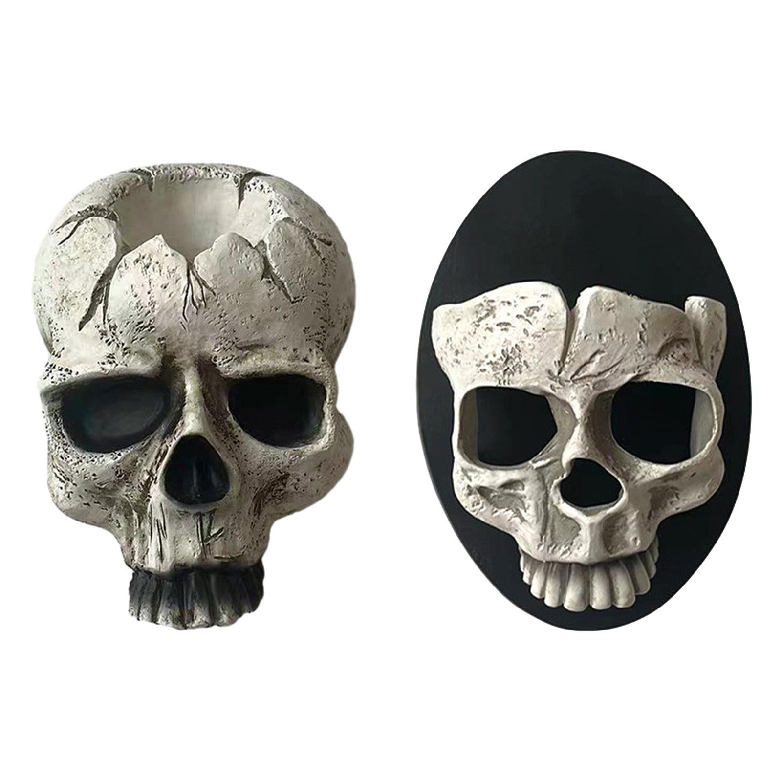 Halloween Skull Head Candle Holder Exquisite for Haunted House Holiday Party Full Face