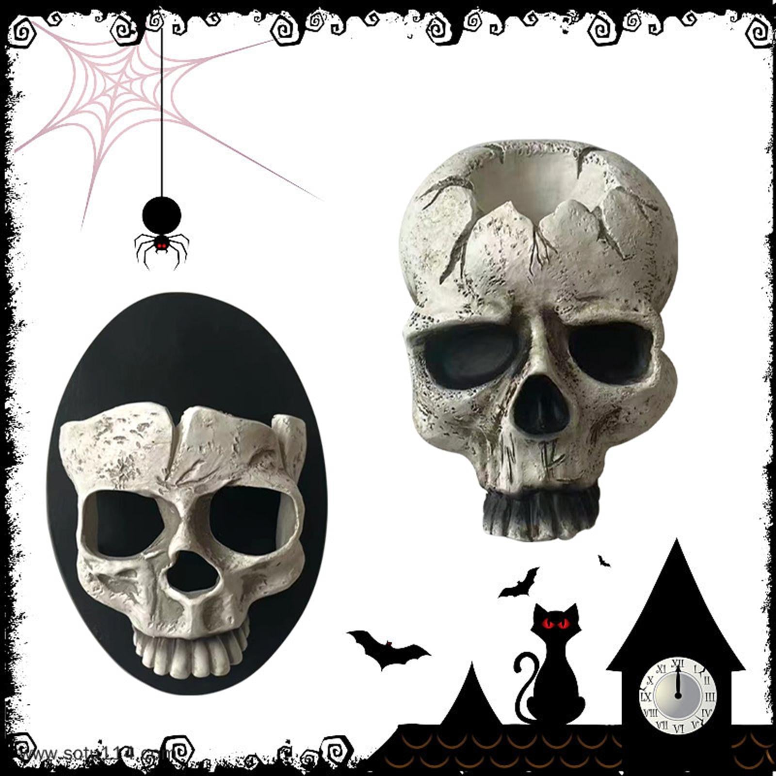 Halloween Skull Head Candle Holder Exquisite for Haunted House Holiday Party Full Face