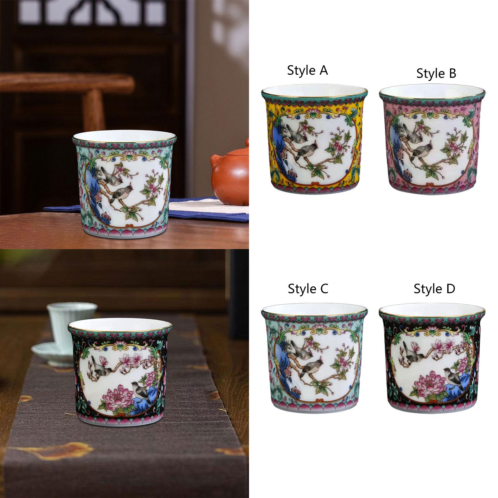 Ceramic Coffee Mug Chinese Durable Vintage Porcelain Tea Cup for Office Home Style A
