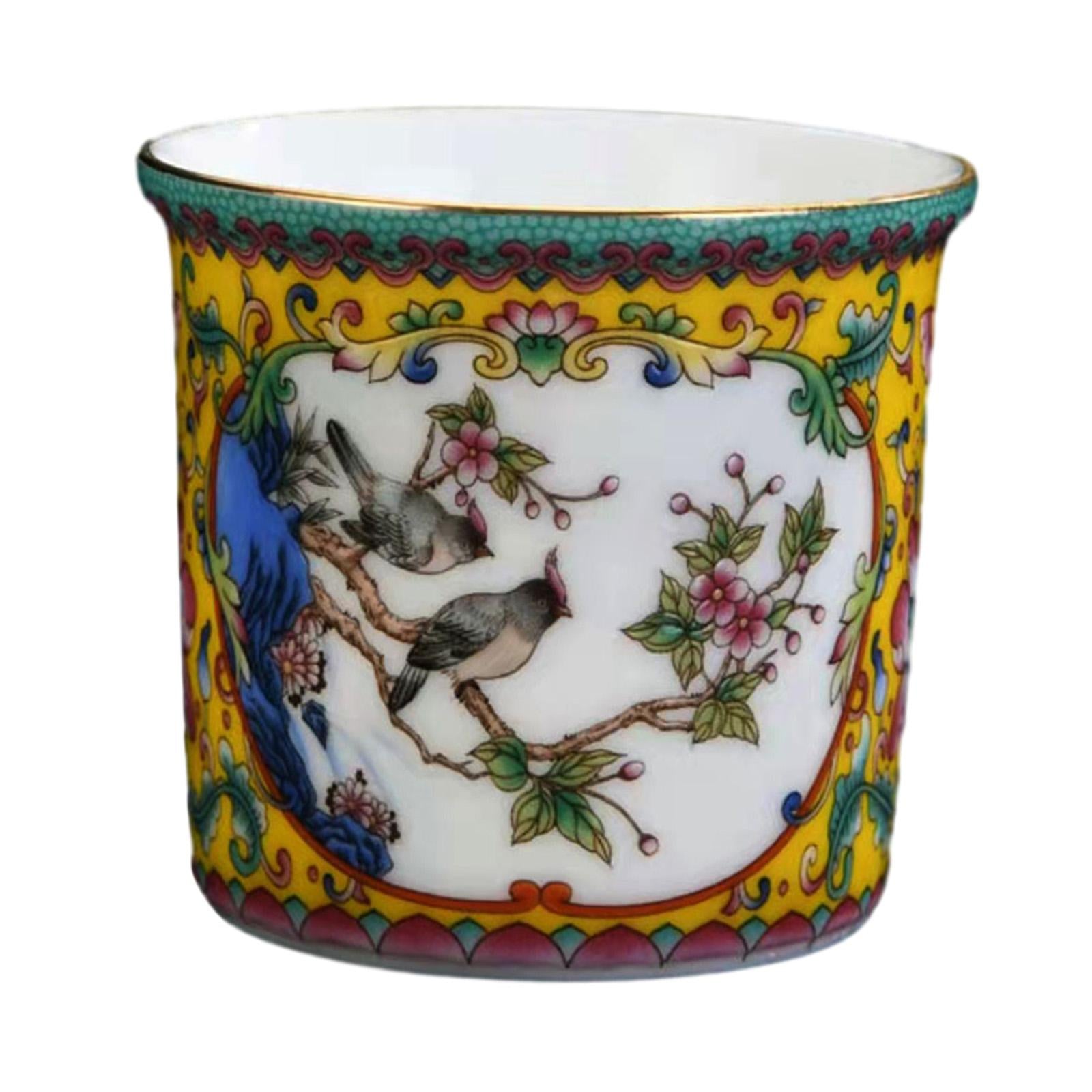 Ceramic Coffee Mug Chinese Durable Vintage Porcelain Tea Cup for Office Home Style A