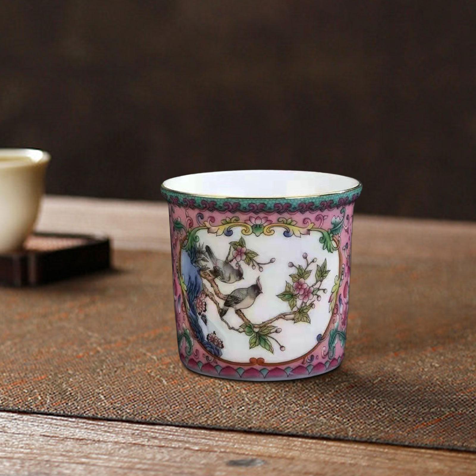 Ceramic Coffee Mug Chinese Durable Vintage Porcelain Tea Cup for Office Home Style B