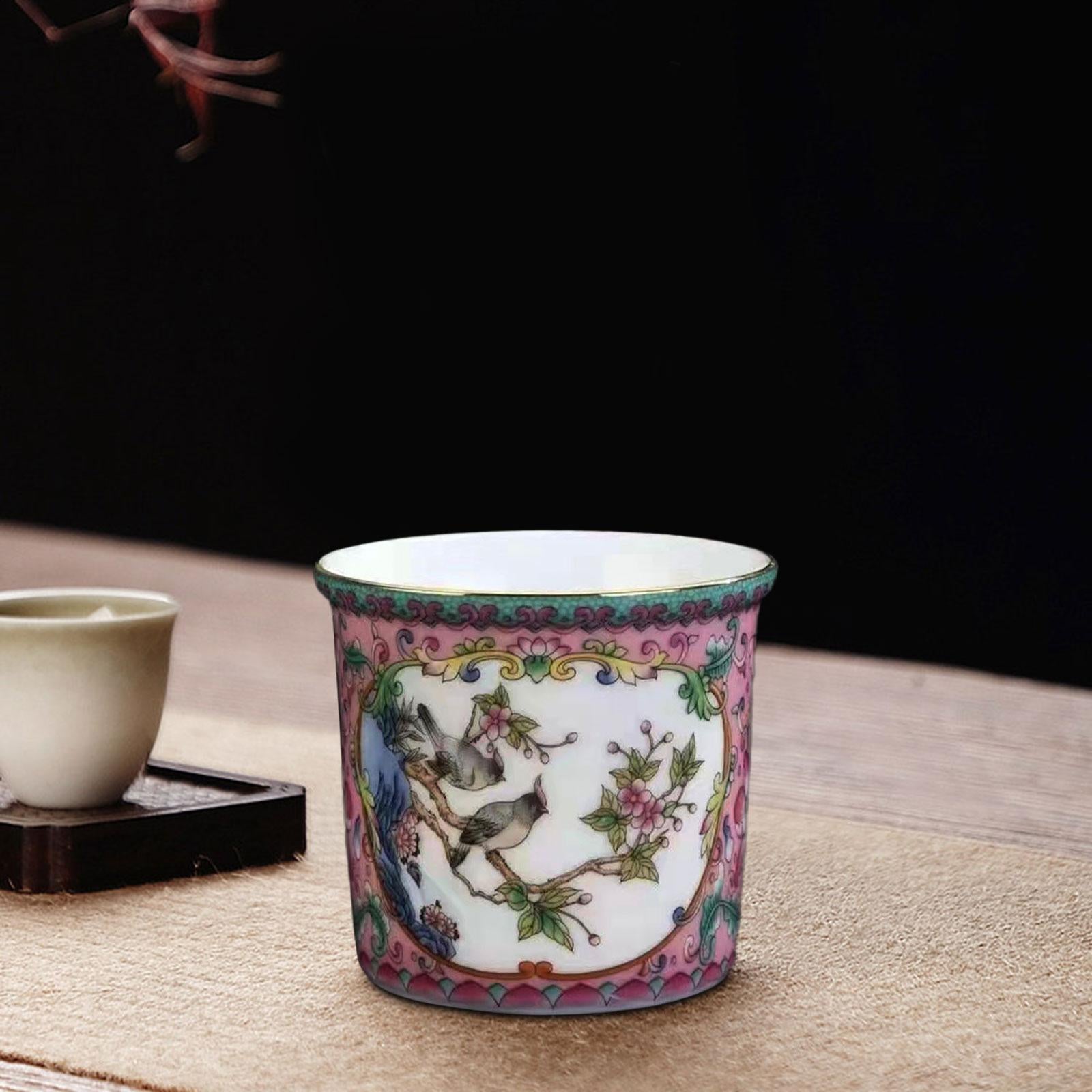 Ceramic Coffee Mug Chinese Durable Vintage Porcelain Tea Cup for Office Home Style B