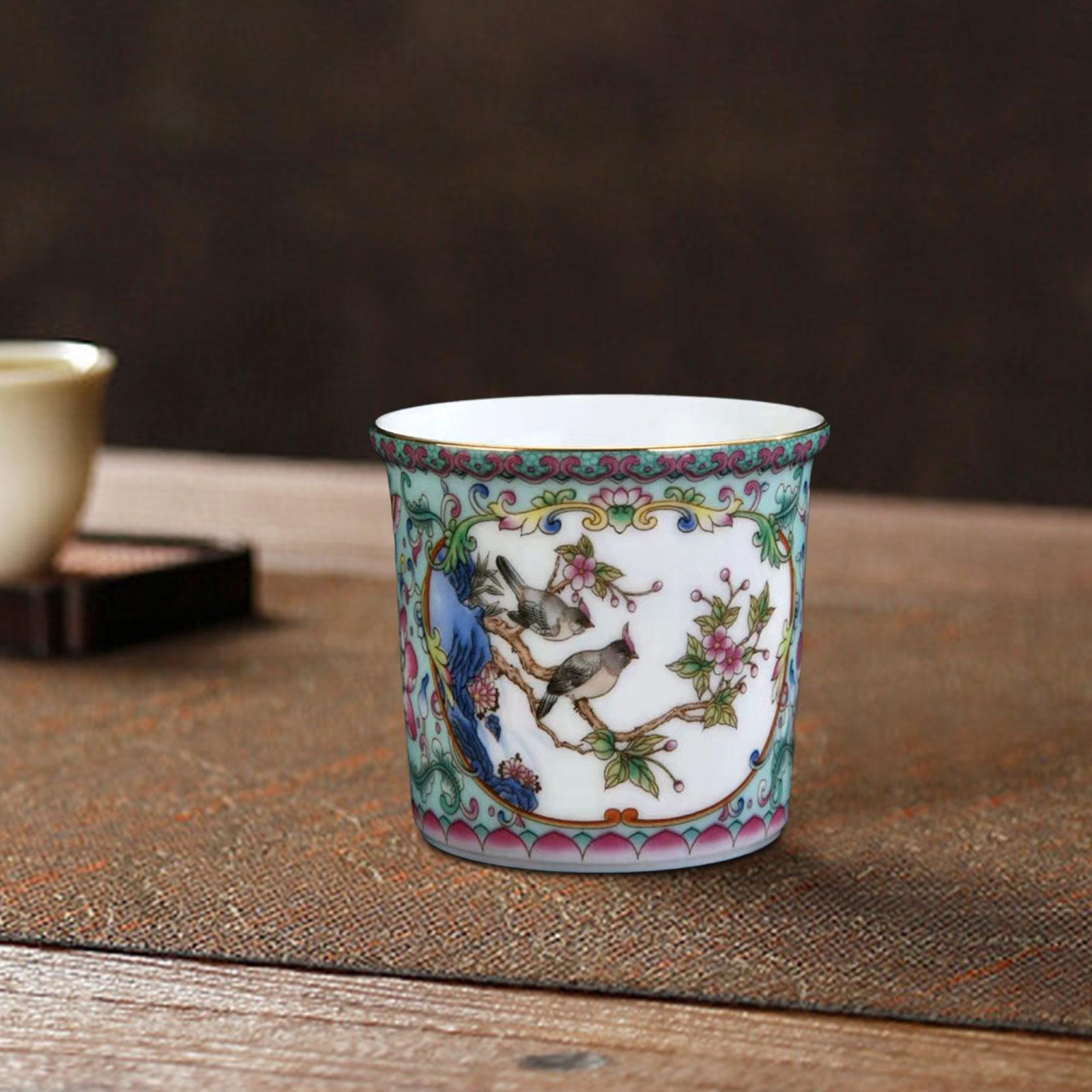 Ceramic Coffee Mug Chinese Durable Vintage Porcelain Tea Cup for Office Home Style C