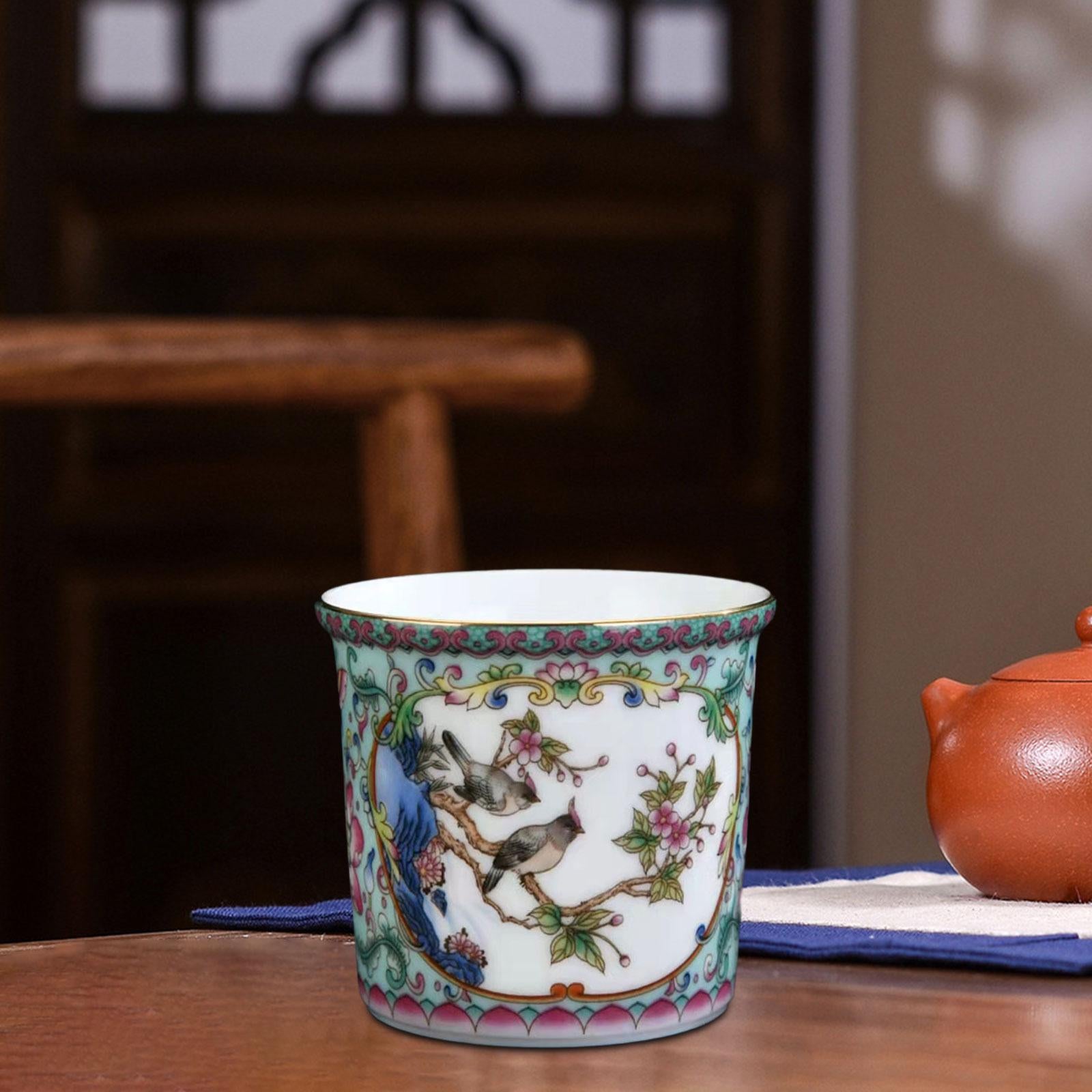 Ceramic Coffee Mug Chinese Durable Vintage Porcelain Tea Cup for Office Home Style C
