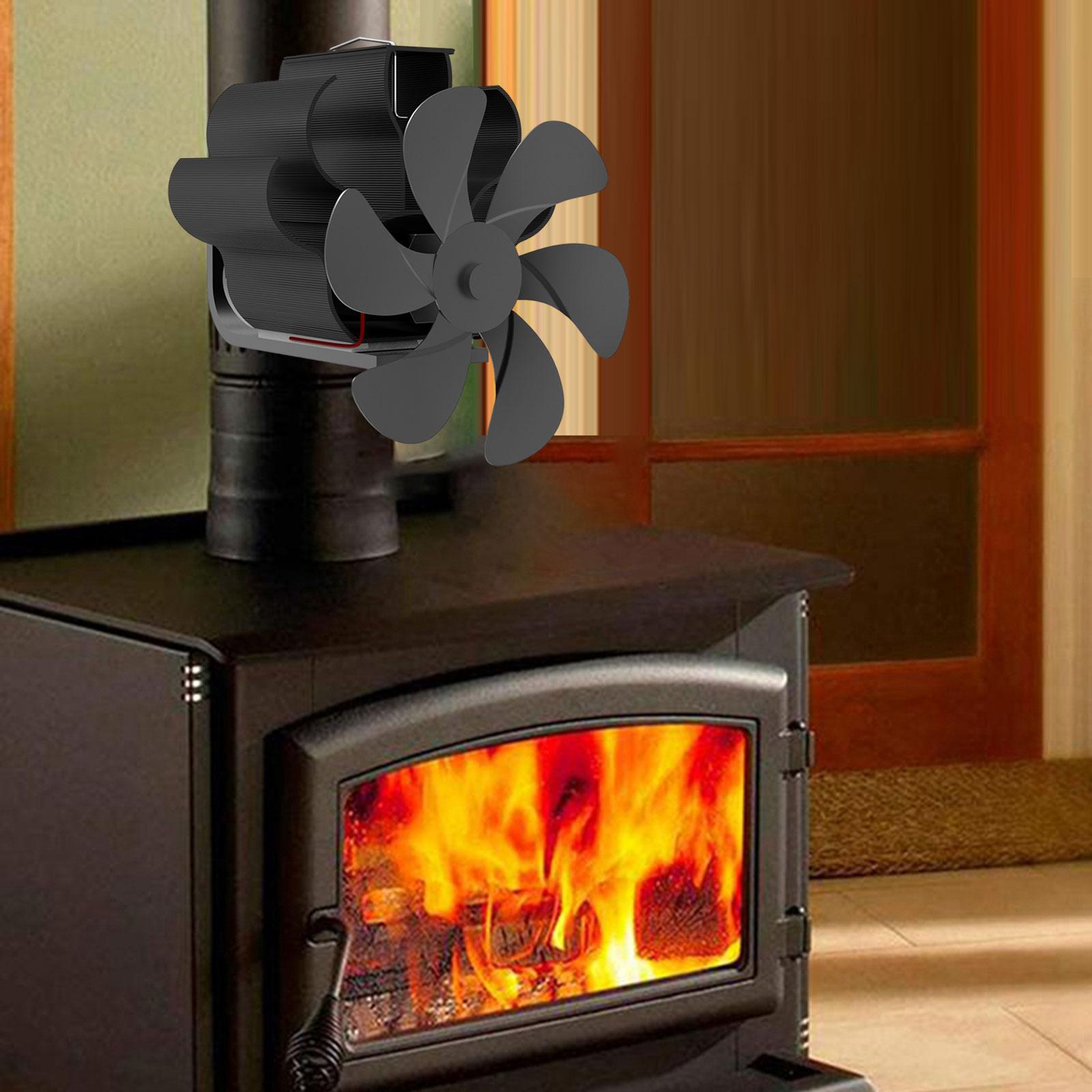 Flue Pipe Heat Powered Fireplace Fan 6 Blade Efficient Multipurpose Aluminum