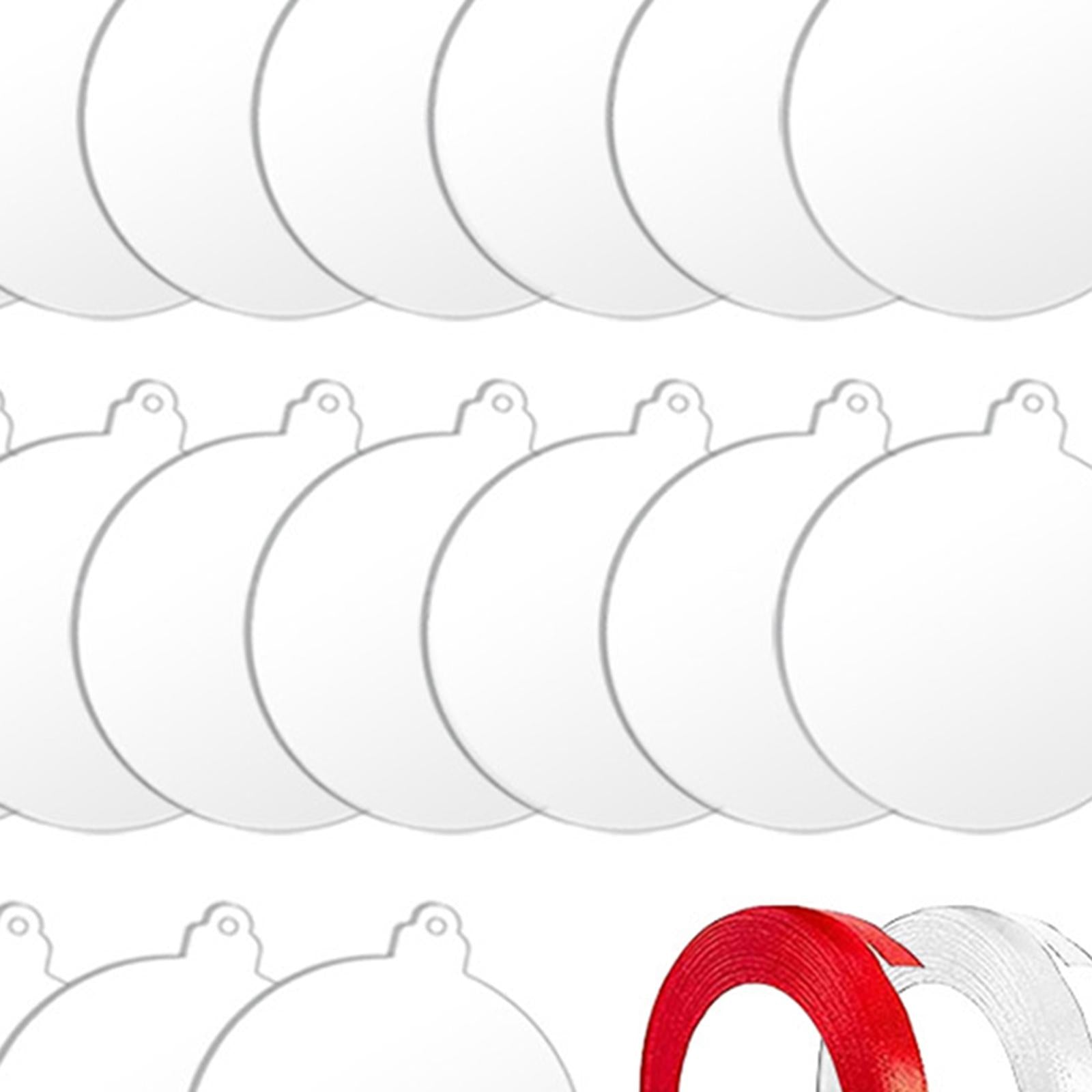 20 Pieces Acrylic Ornaments Circles with 2 Ribbons for DIY Keychain Engraving