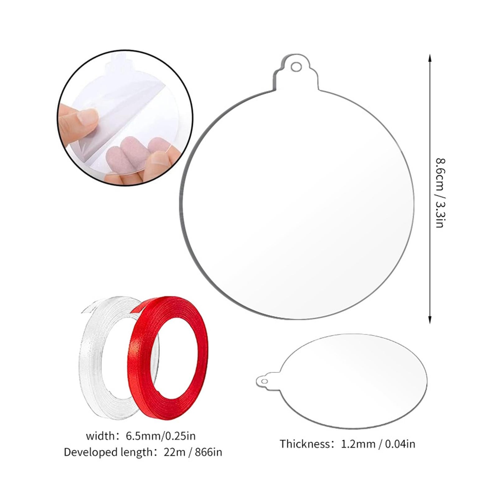 20 Pieces Acrylic Ornaments Circles with 2 Ribbons for DIY Keychain Engraving
