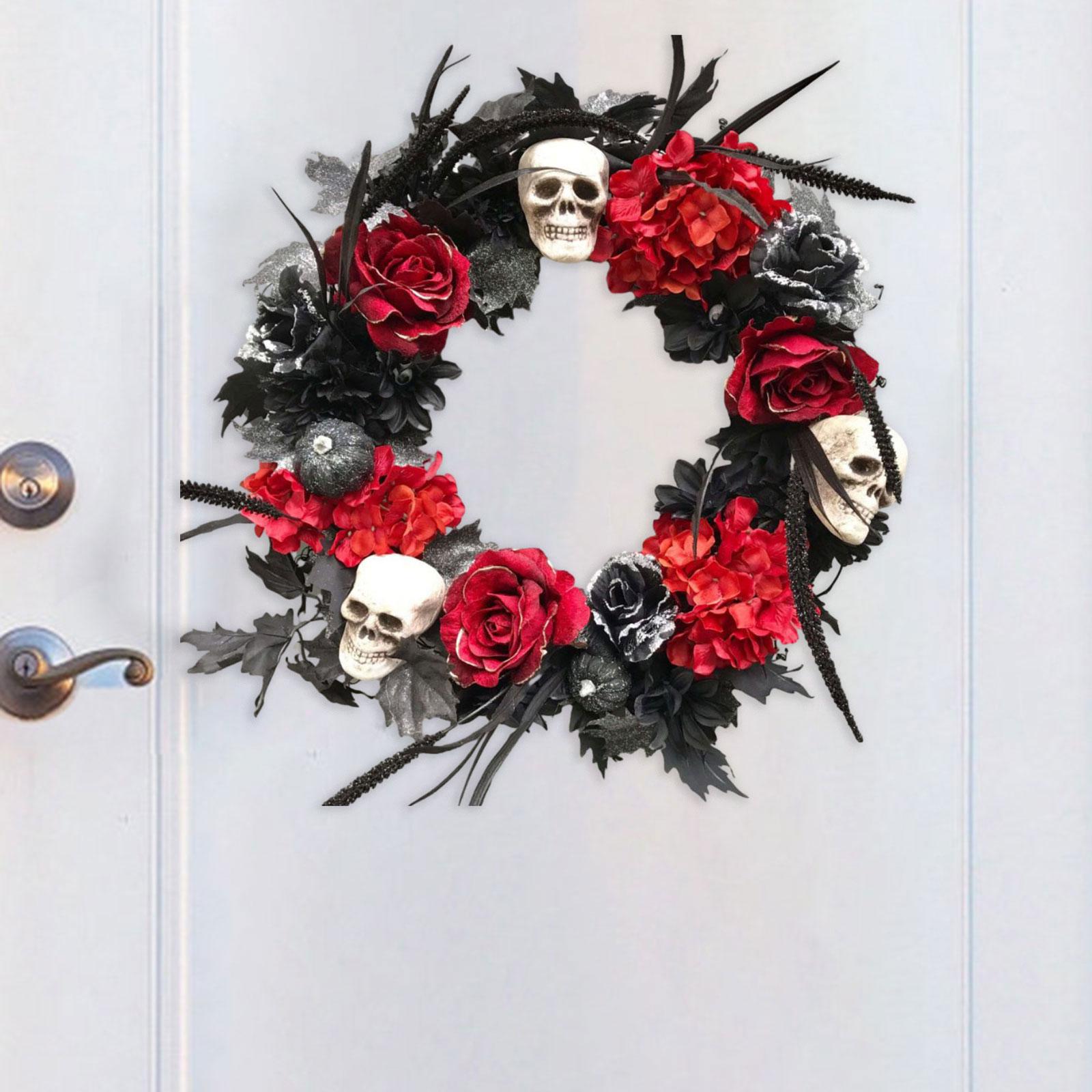 Halloween Wreaths Ornament Halloween Flowers Wreath for Front Door Home Yard