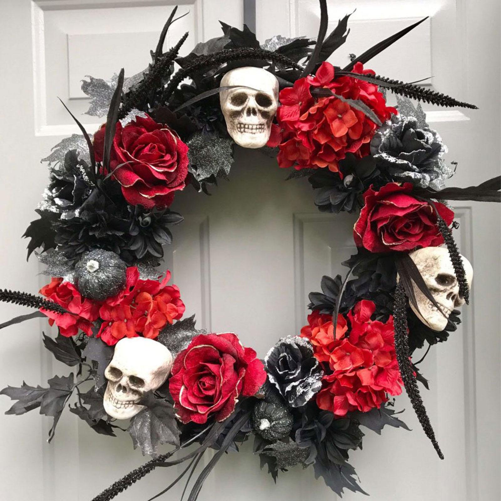 Halloween Wreaths Ornament Halloween Flowers Wreath for Front Door Home Yard