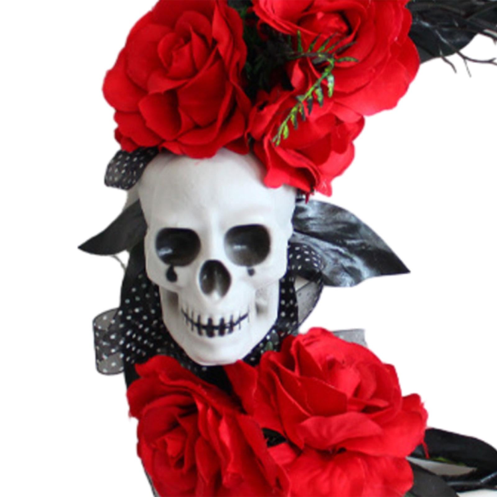 Halloween Skeleton Wreath Front Door Skull Wreath for Home Horror Party Yard