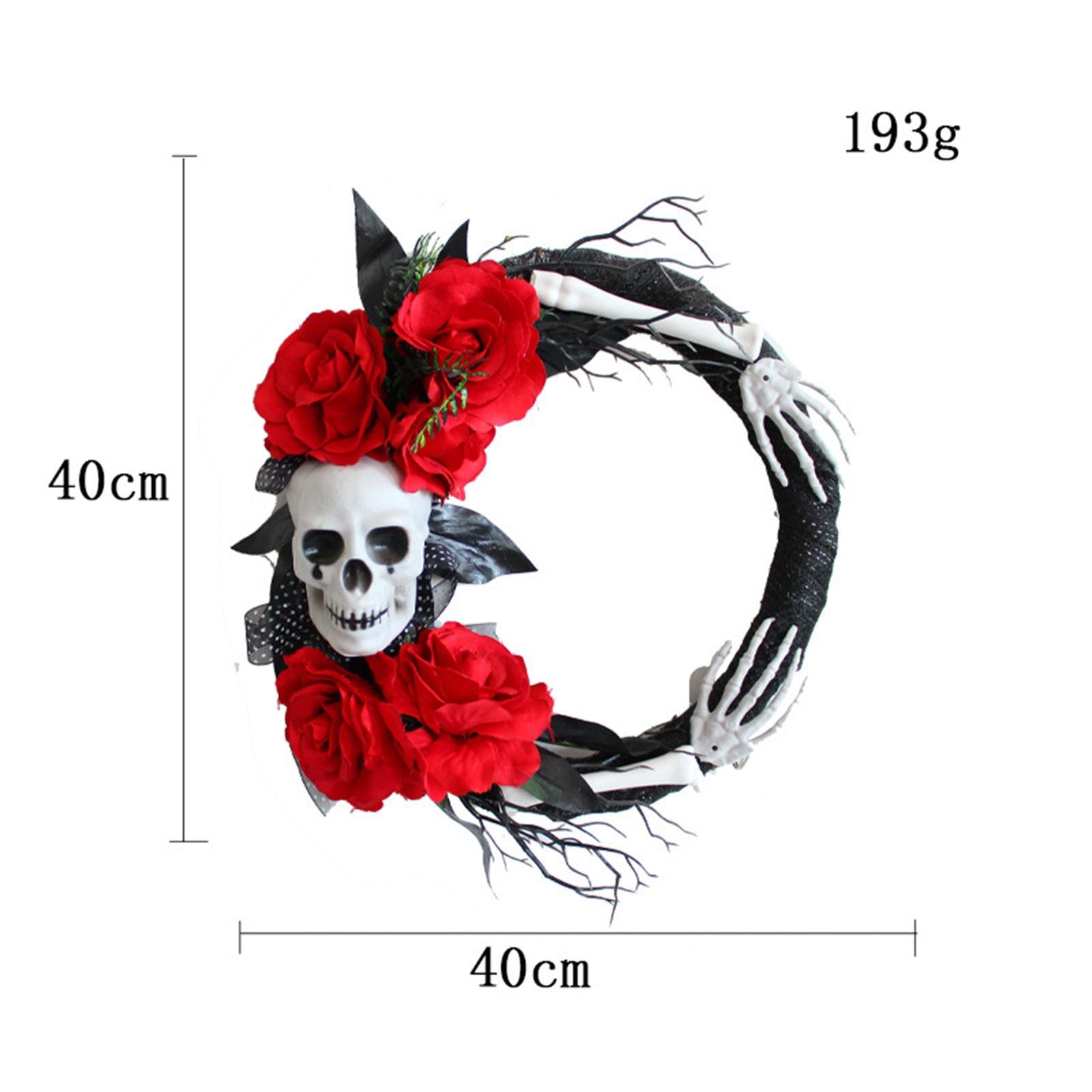 Halloween Skeleton Wreath Front Door Skull Wreath for Home Horror Party Yard