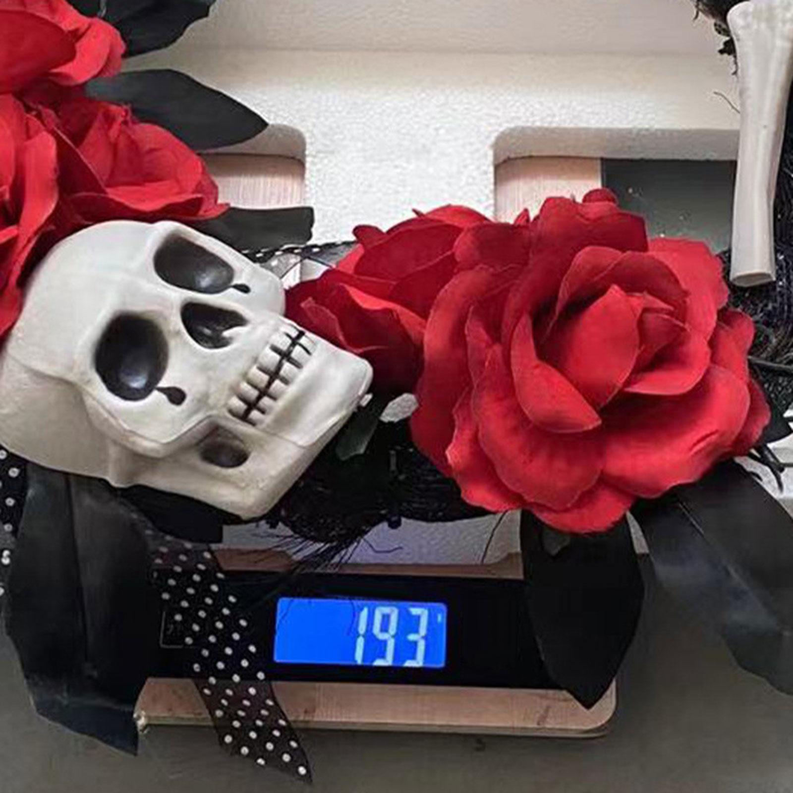 Halloween Skeleton Wreath Front Door Skull Wreath for Home Horror Party Yard