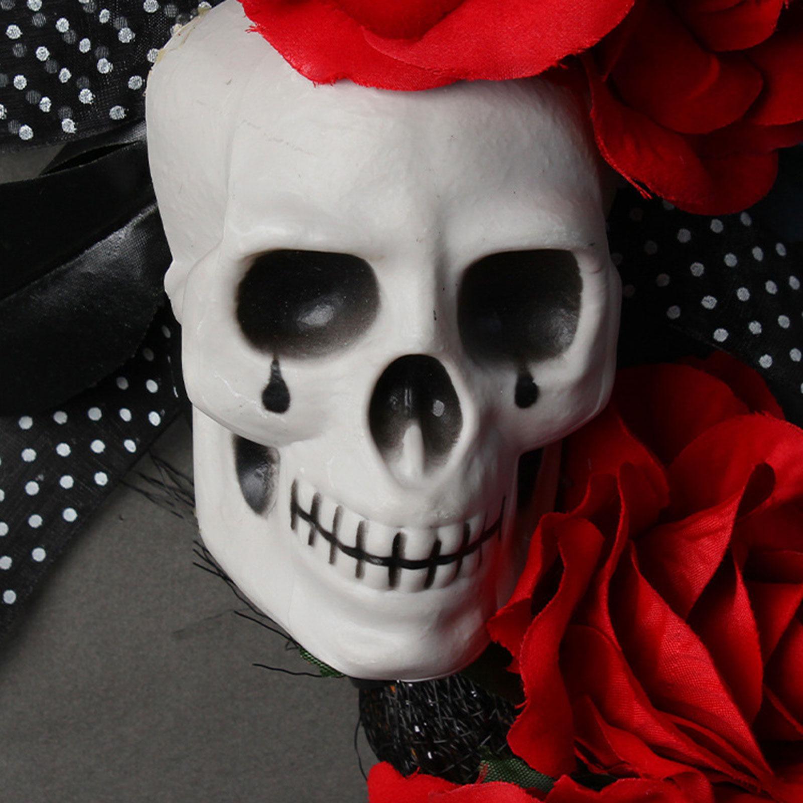 Halloween Skeleton Wreath Front Door Skull Wreath for Home Horror Party Yard