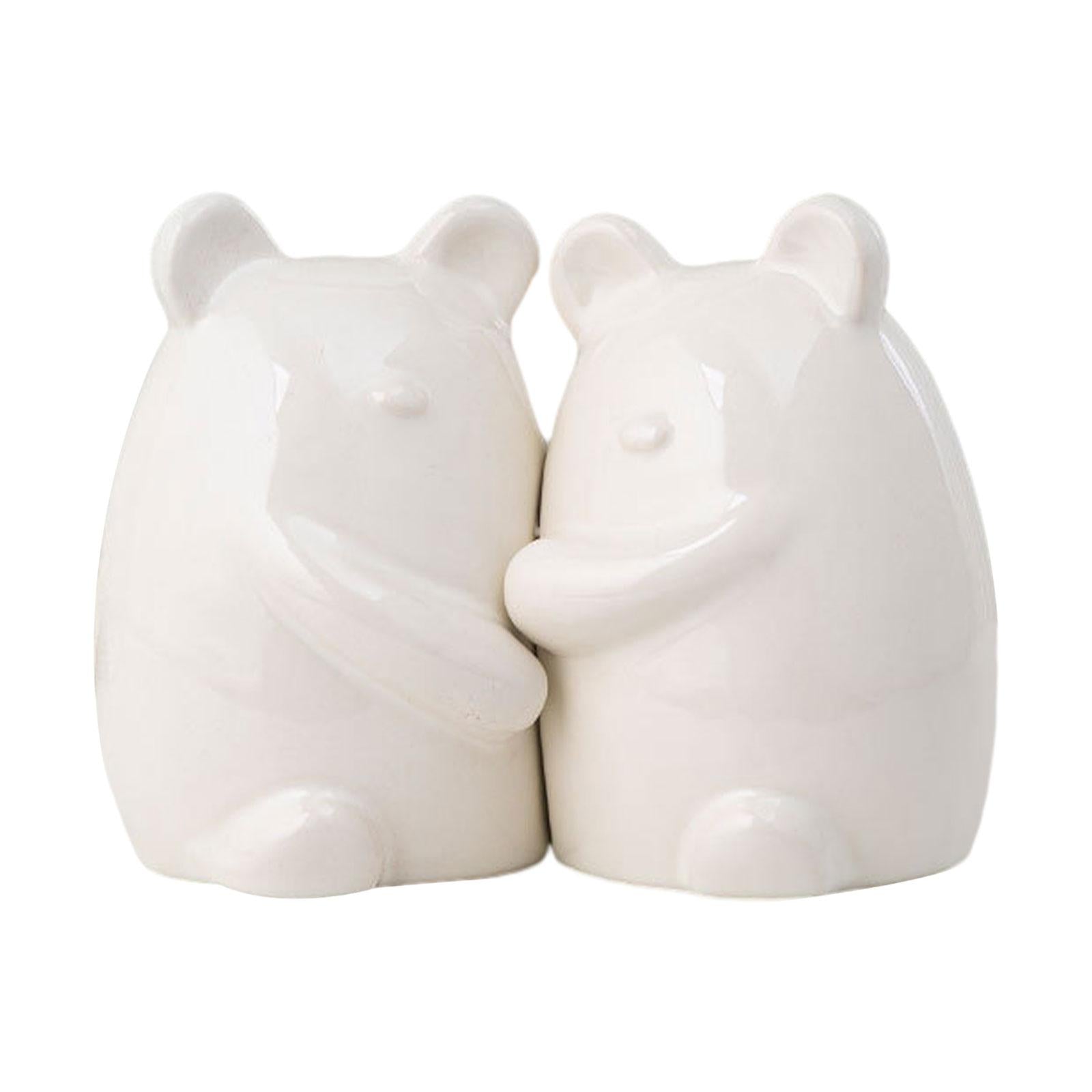 Set of 2 Ceramic Bears Book Ends Stands Bookends 4x3x5.5inch for Cafe Office White