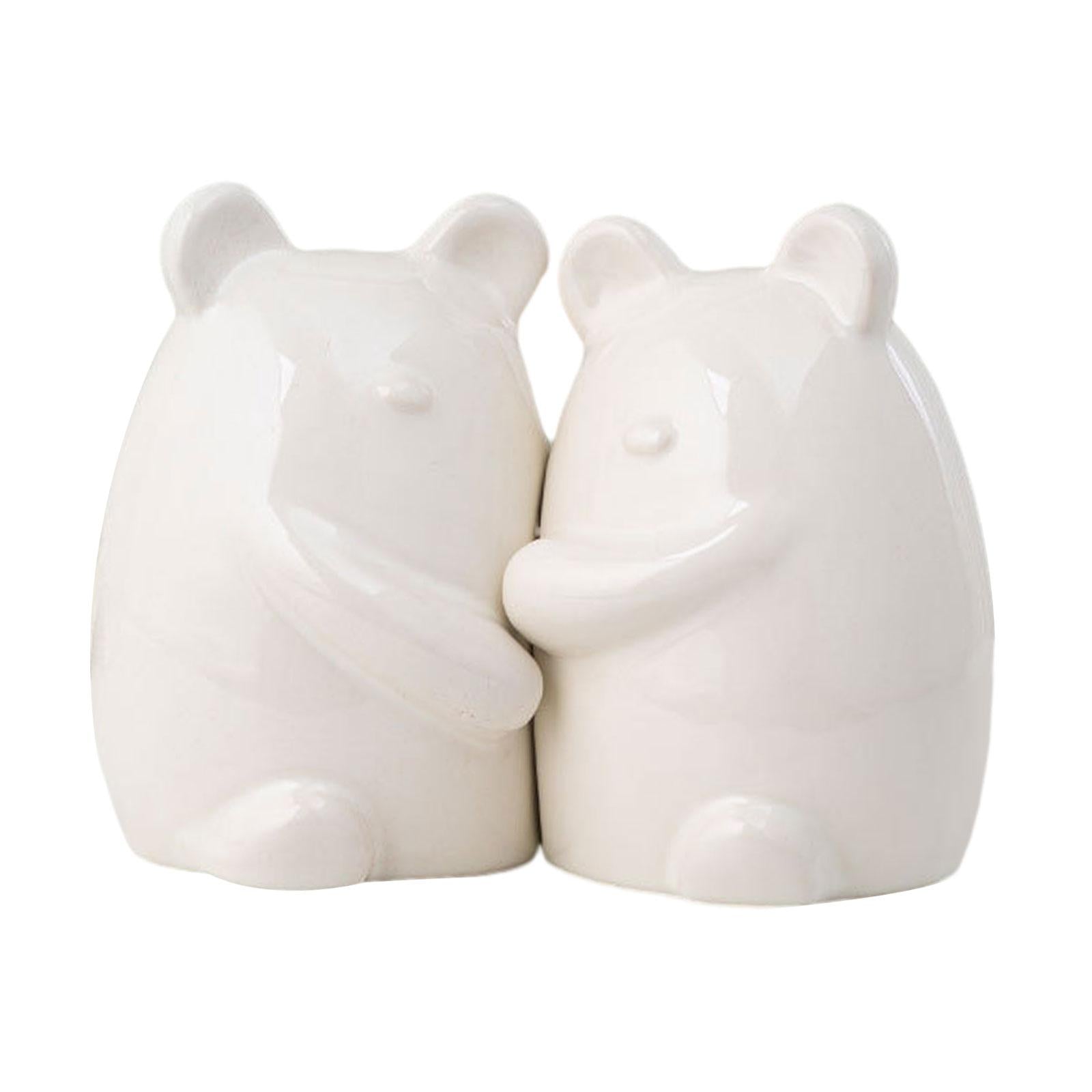 Set of 2 Ceramic Bears Book Ends Stands Bookends 4x3x5.5inch for Cafe Office White
