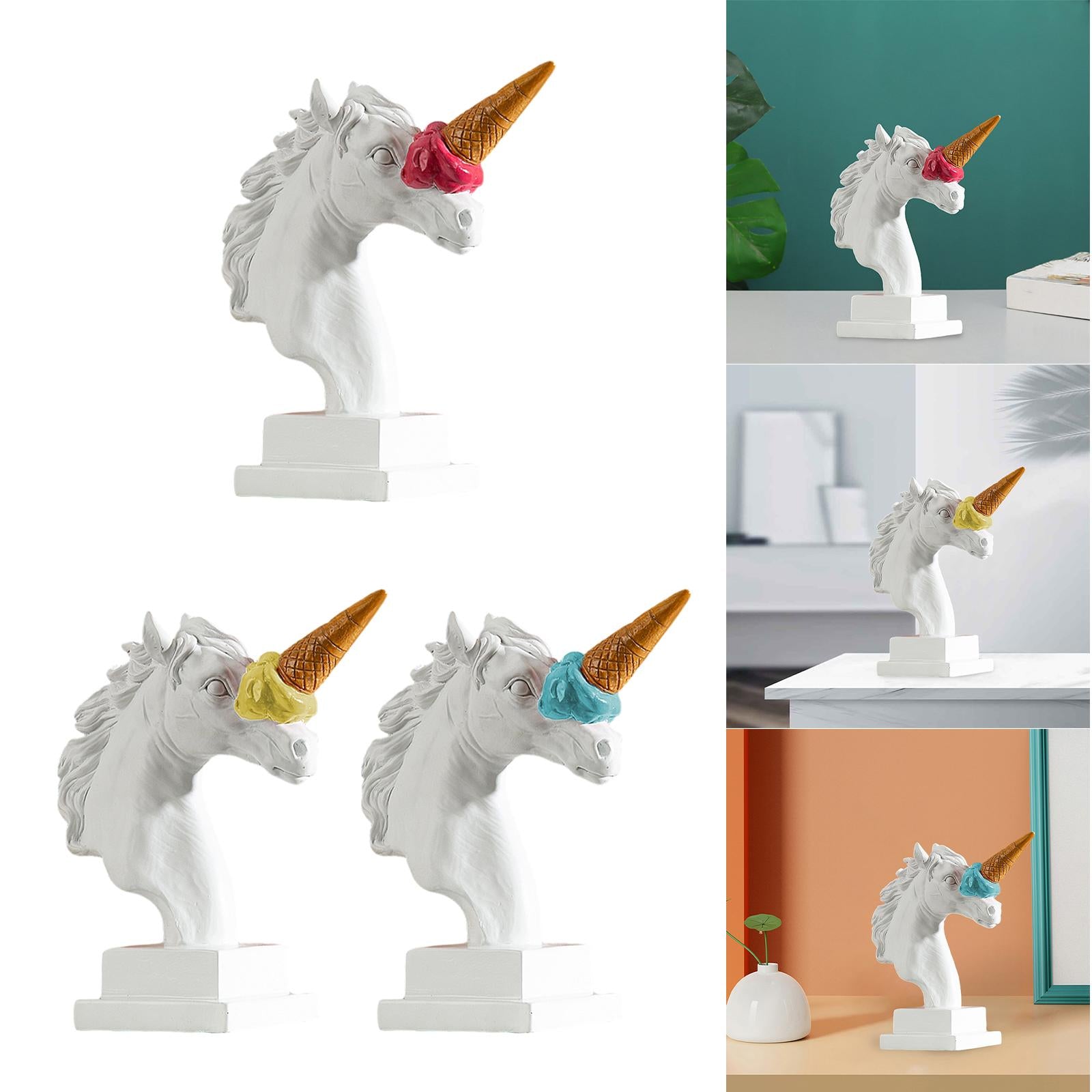 Horse Head Figurine Modern Resin Ornament for Bookshelf NightStand Farmhouse White and Red