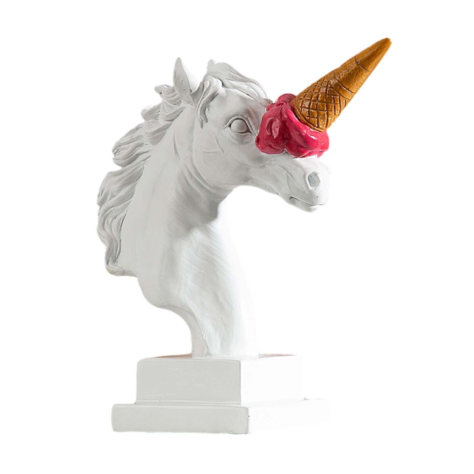 Horse Head Figurine Modern Resin Ornament for Bookshelf NightStand Farmhouse White and Red