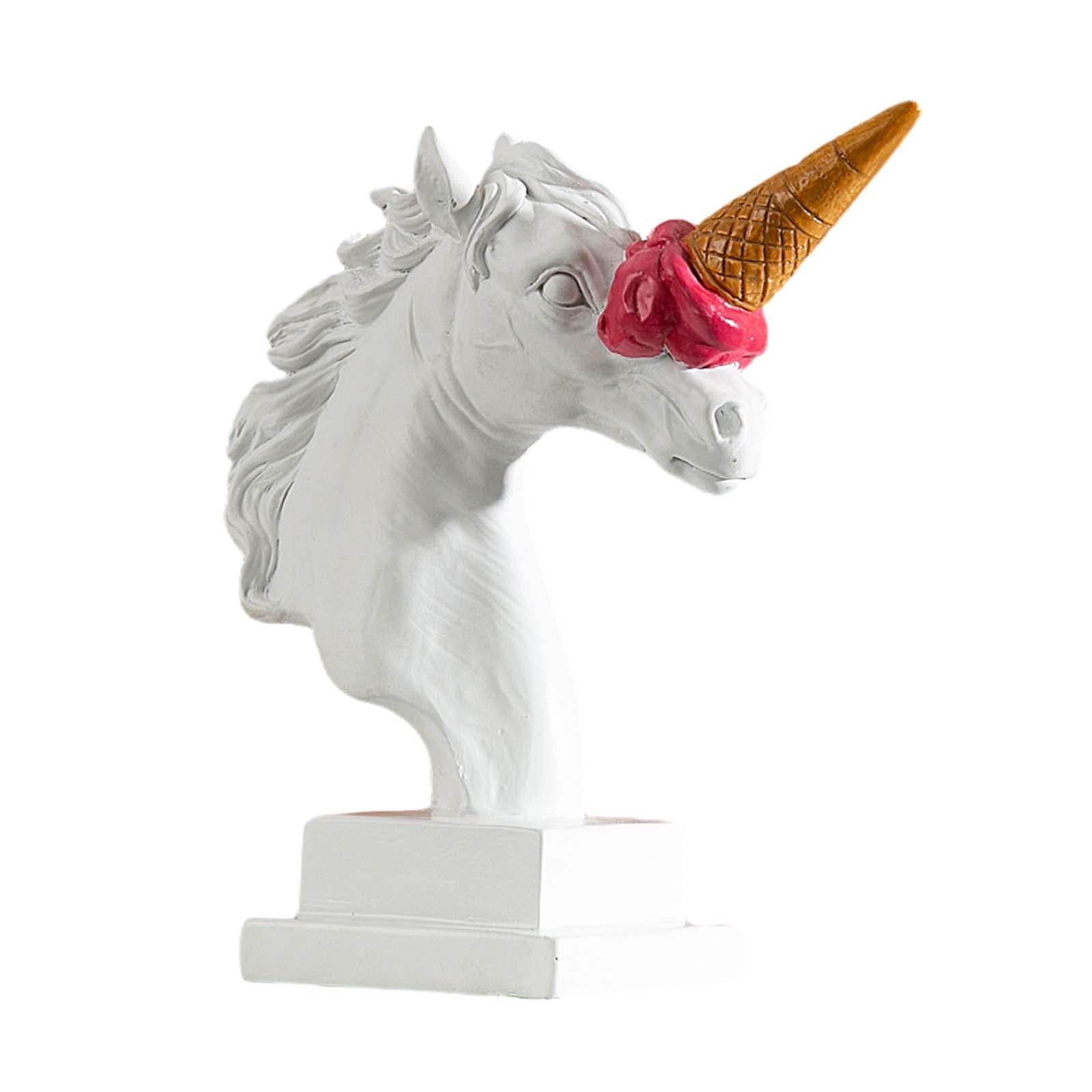 Horse Head Figurine Modern Resin Ornament for Bookshelf NightStand Farmhouse White and Red