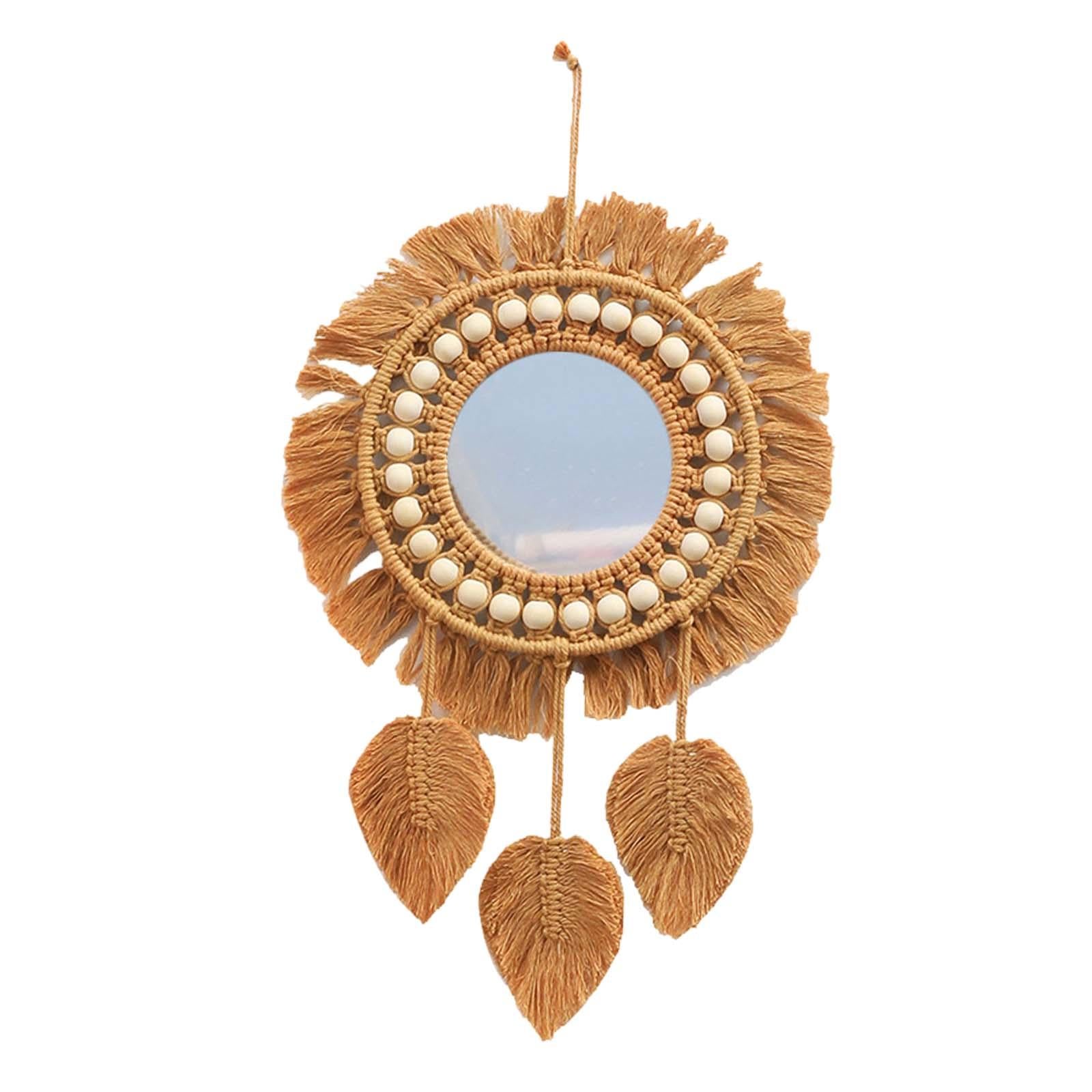 Hanging Wall Mirror Hand Woven Macrame Multifunctional for Festival Delicate Style B