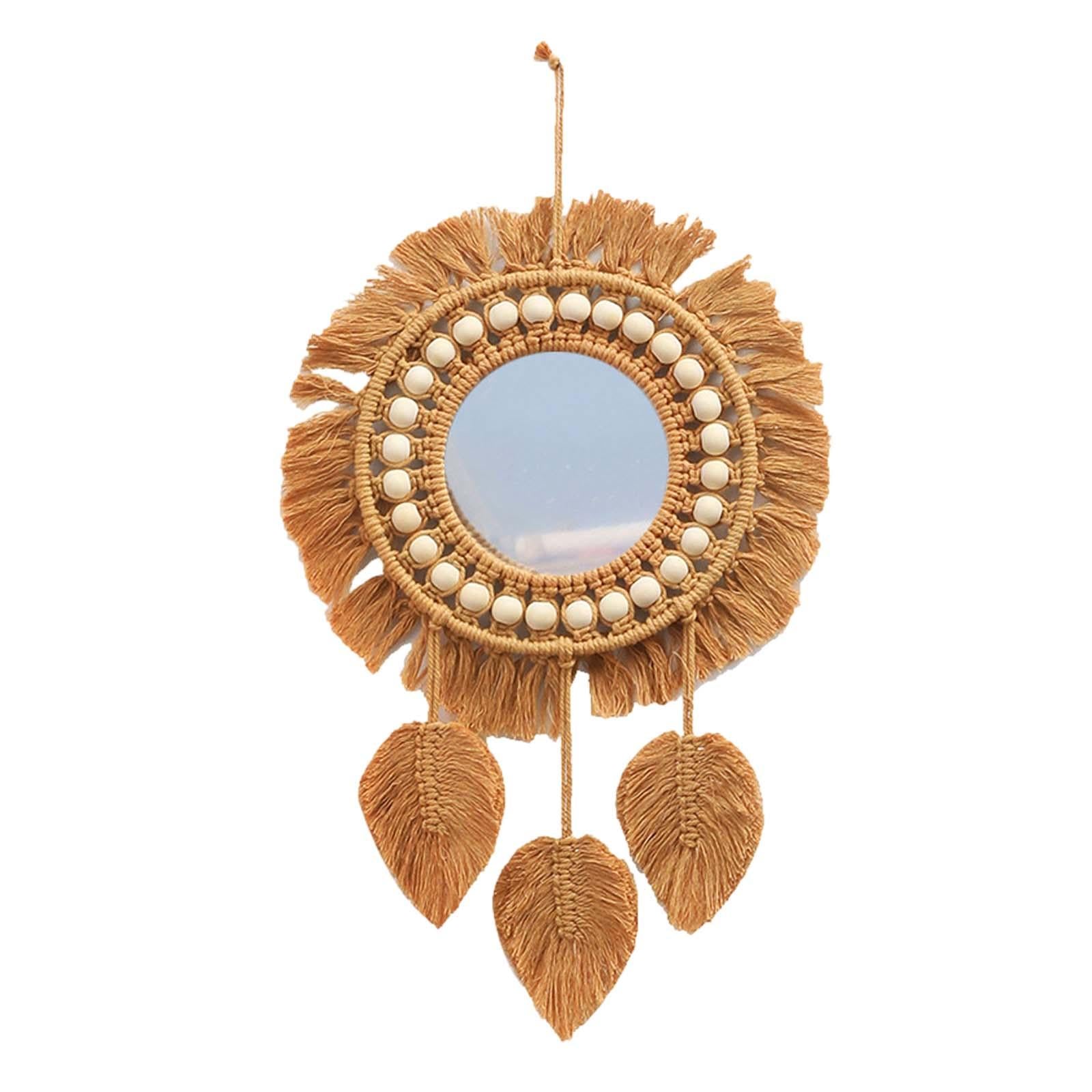 Hanging Wall Mirror Hand Woven Macrame Multifunctional for Festival Delicate Style B