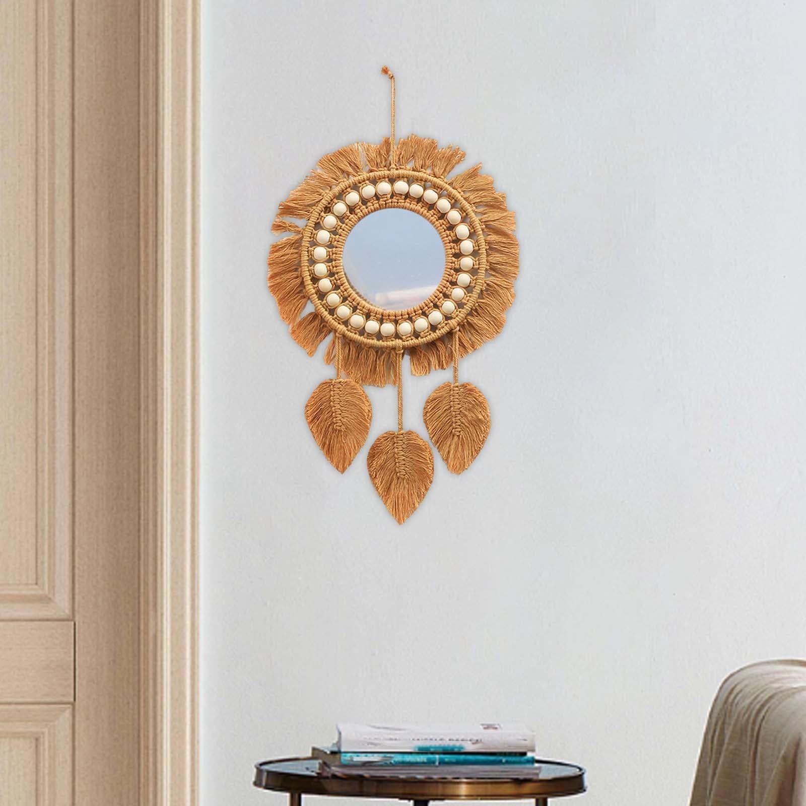 Hanging Wall Mirror Hand Woven Macrame Multifunctional for Festival Delicate Style B