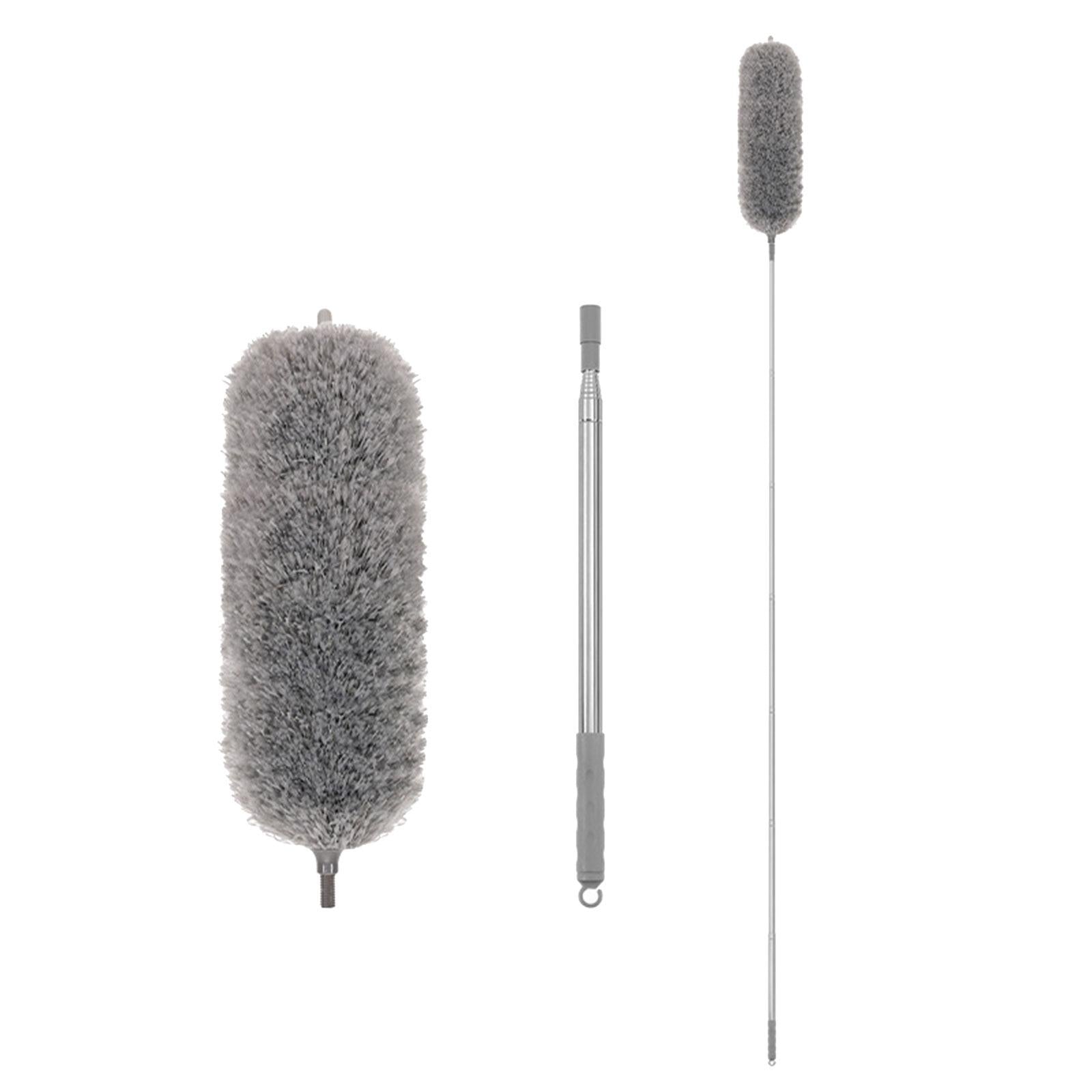 Microfiber Feather Duster Dust Brush Cleaner for Furniture Cars High Ceiling Gray 2.5m