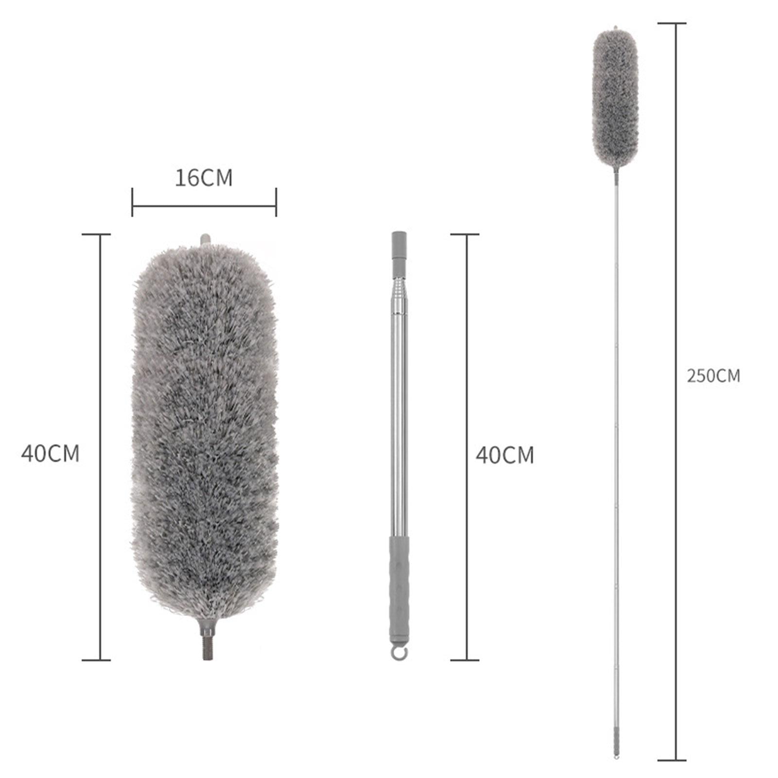 Microfiber Feather Duster Dust Brush Cleaner for Furniture Cars High Ceiling Gray 2.5m