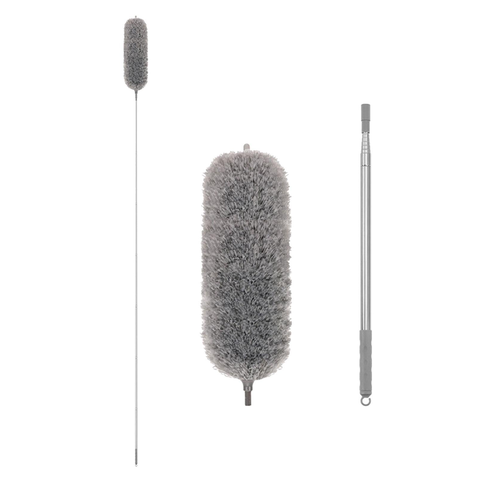 Microfiber Feather Duster Dust Brush Cleaner for Furniture Cars High Ceiling Gray 2.8m
