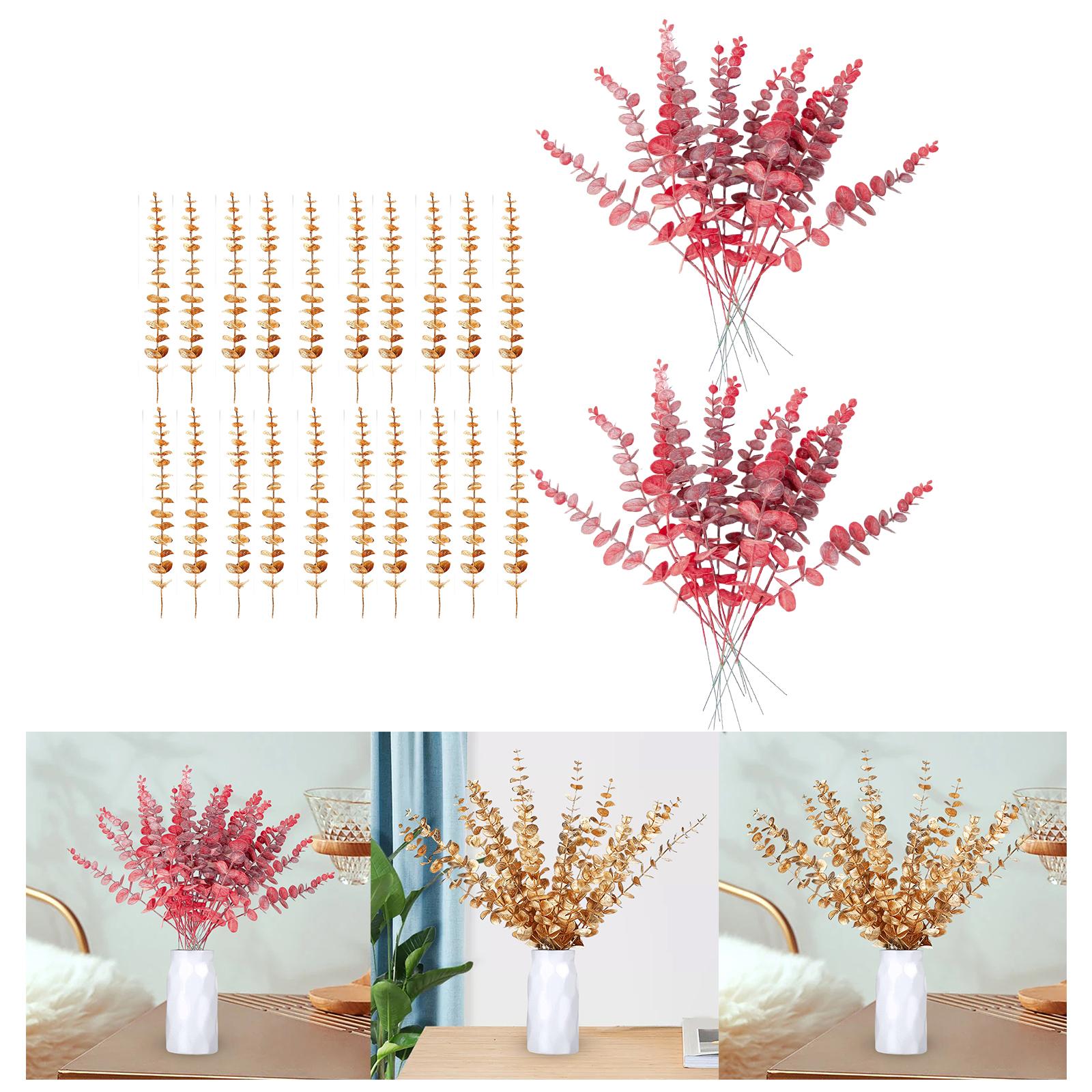 20Pcs Artificial Eucalyptus Leaves Table Centerpiece for Wedding Home Office Gold