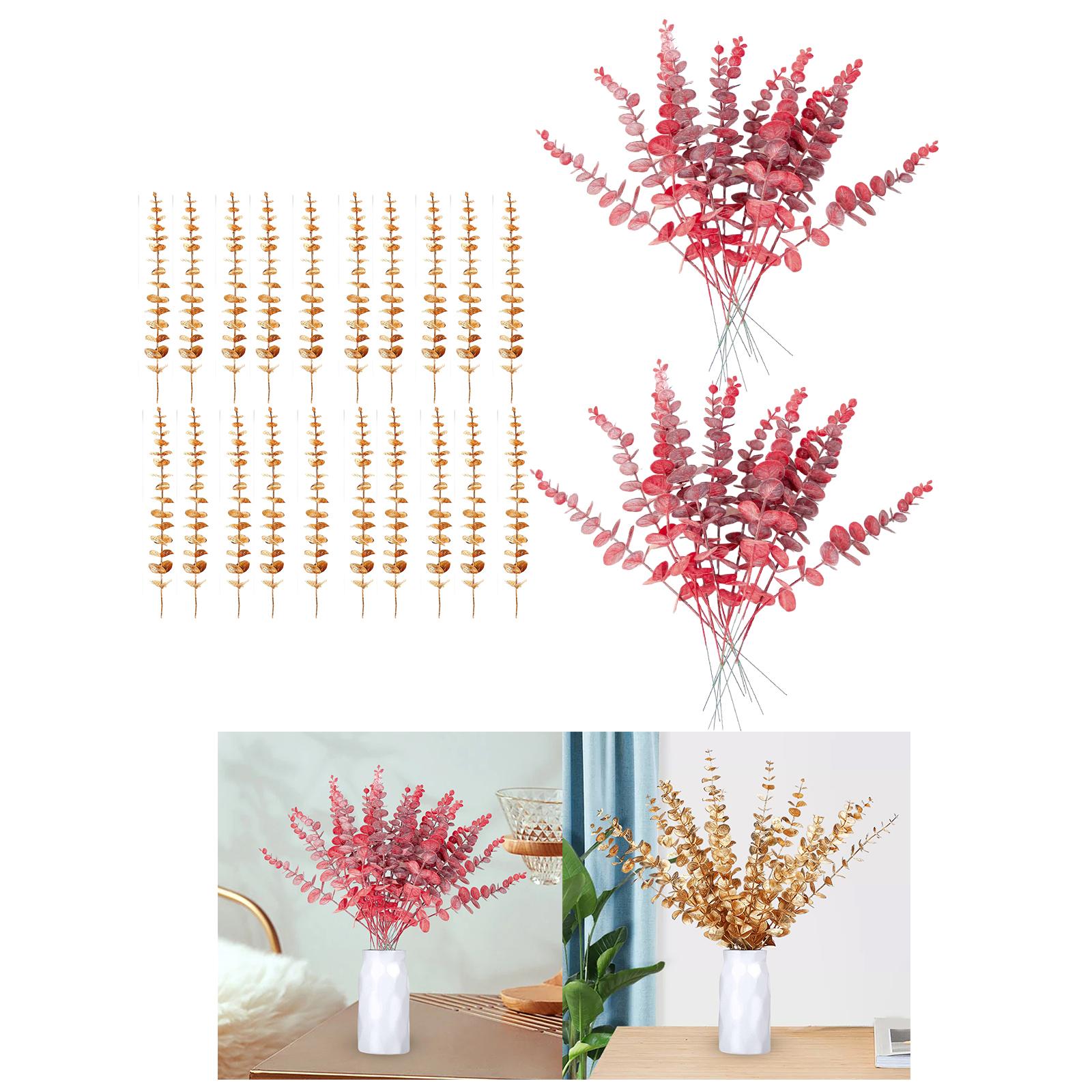20Pcs Artificial Eucalyptus Leaves Table Centerpiece for Wedding Home Office Gold