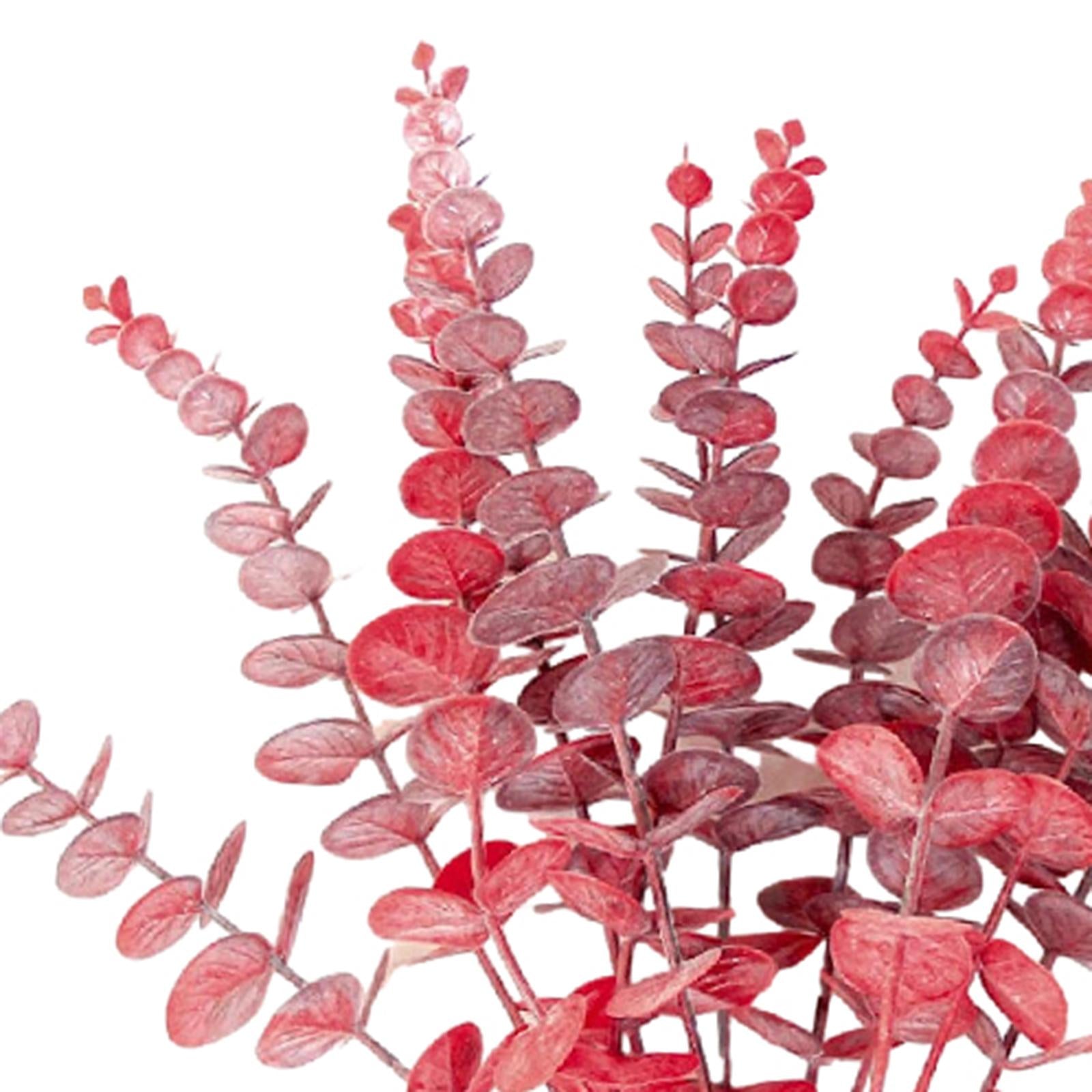20Pcs Artificial Eucalyptus Leaves Table Centerpiece for Wedding Home Office Red
