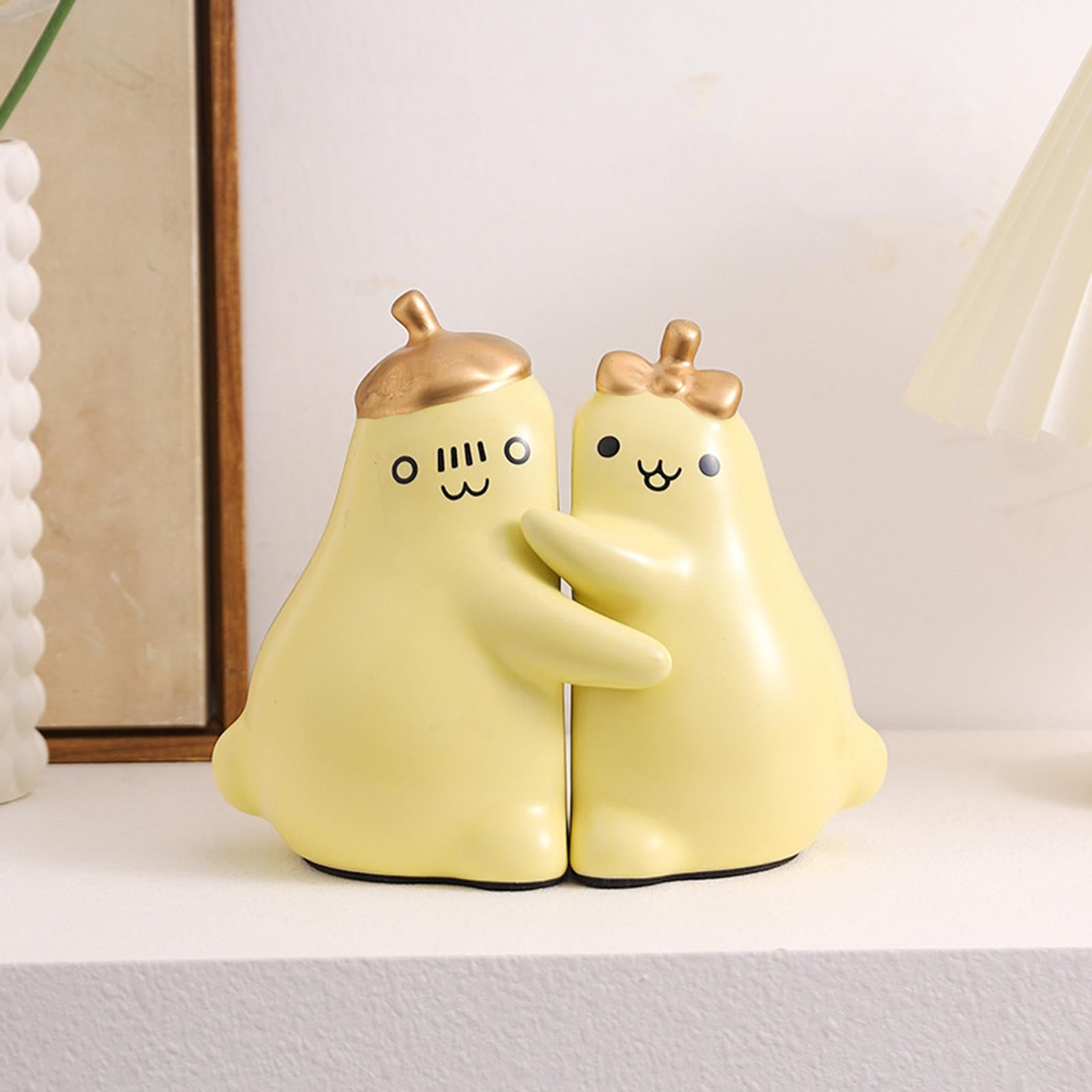 Ceramic Hugging Pear Bookend Bookshelf Ornament Modern Decorative Bookends Yellow