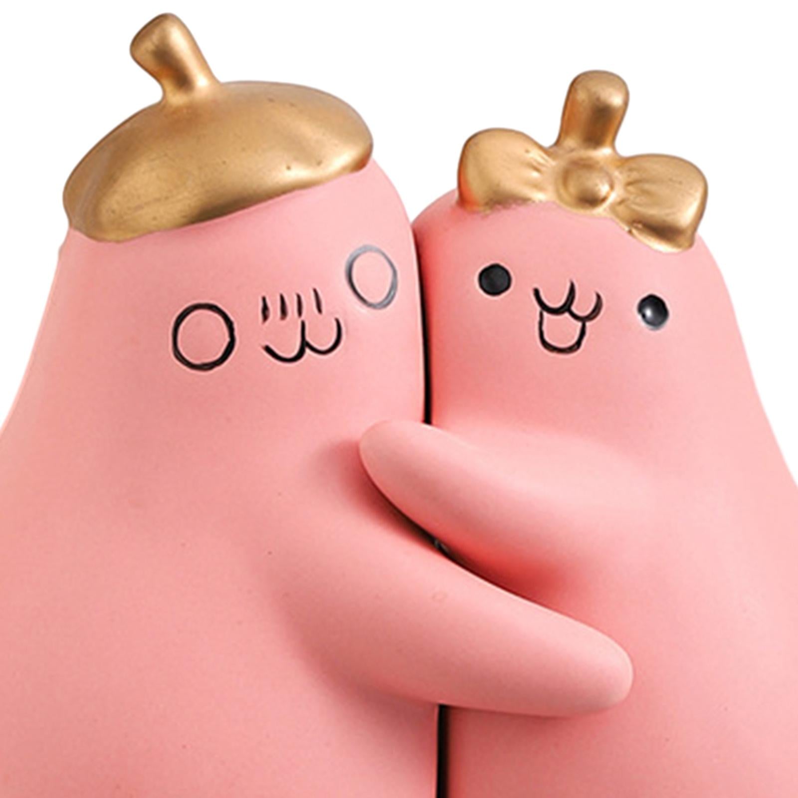 Ceramic Hugging Pear Bookend Bookshelf Ornament Modern Decorative Bookends Pink