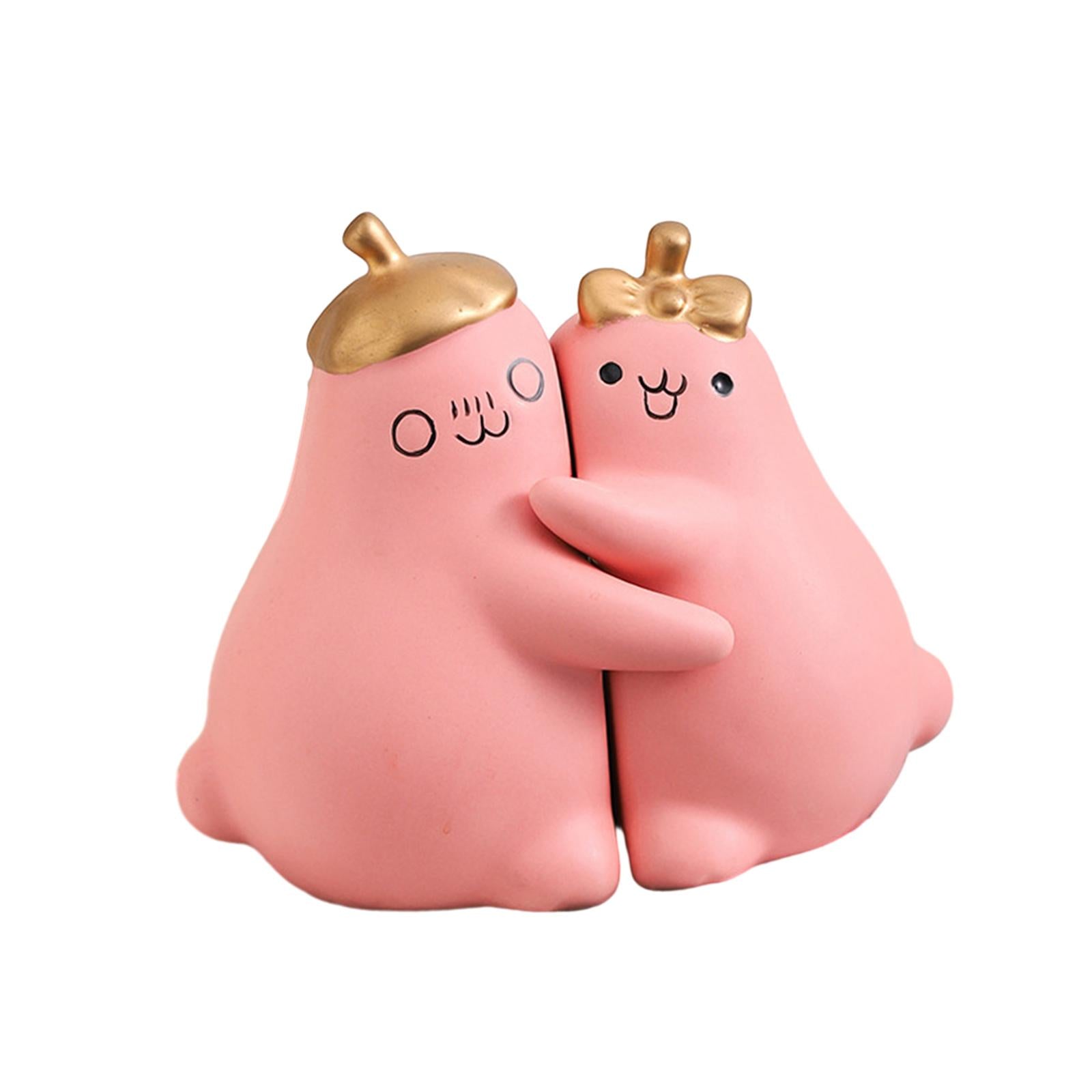 Ceramic Hugging Pear Bookend Bookshelf Ornament Modern Decorative Bookends Pink