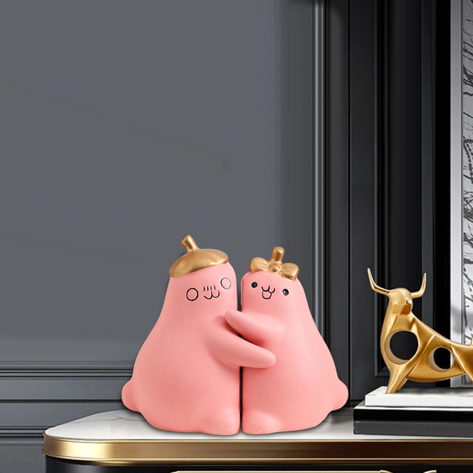 Ceramic Hugging Pear Bookend Bookshelf Ornament Modern Decorative Bookends Pink