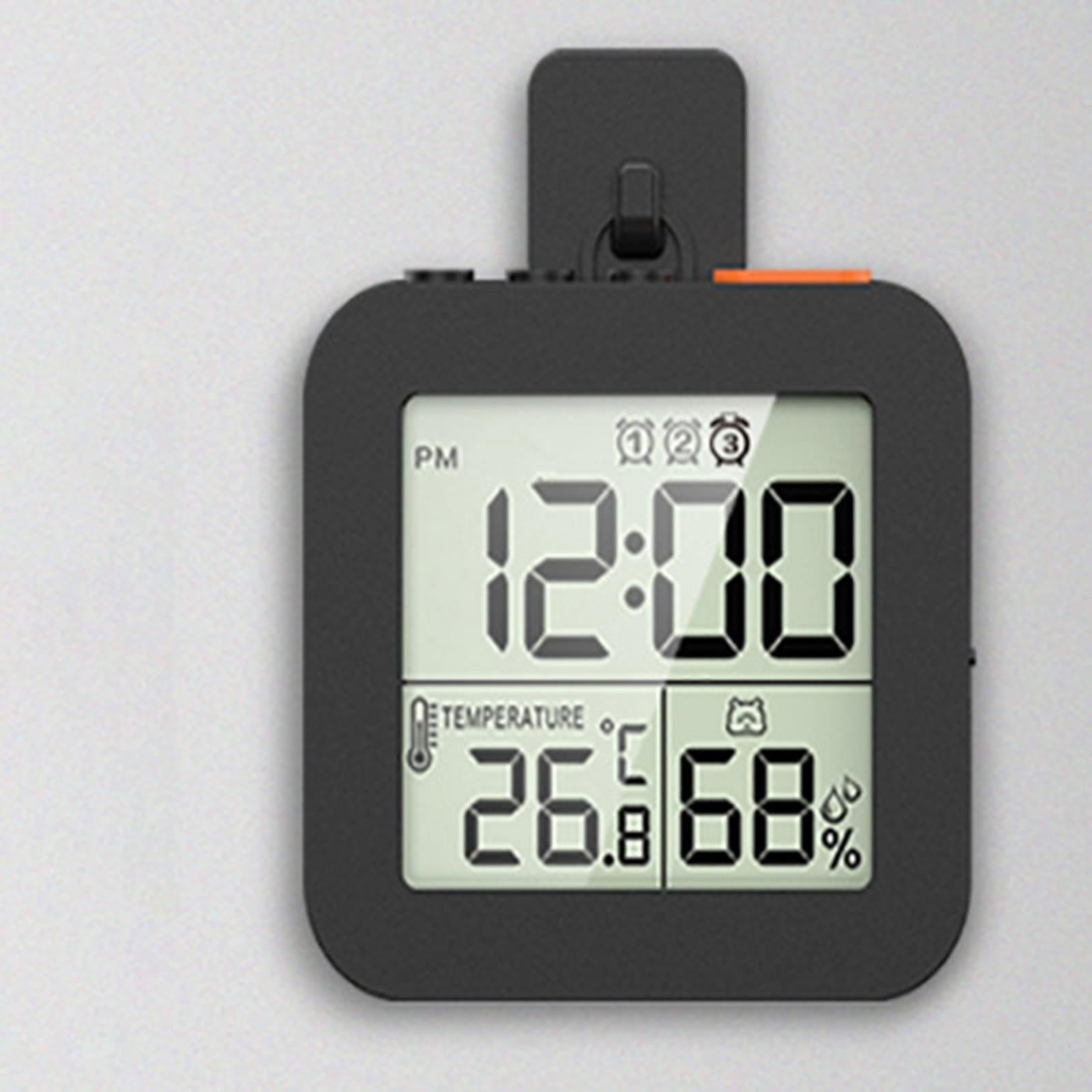 Magnetic LCD Digital Alarm Clock Table Hygrometer for Bedside Office Bedroom Black