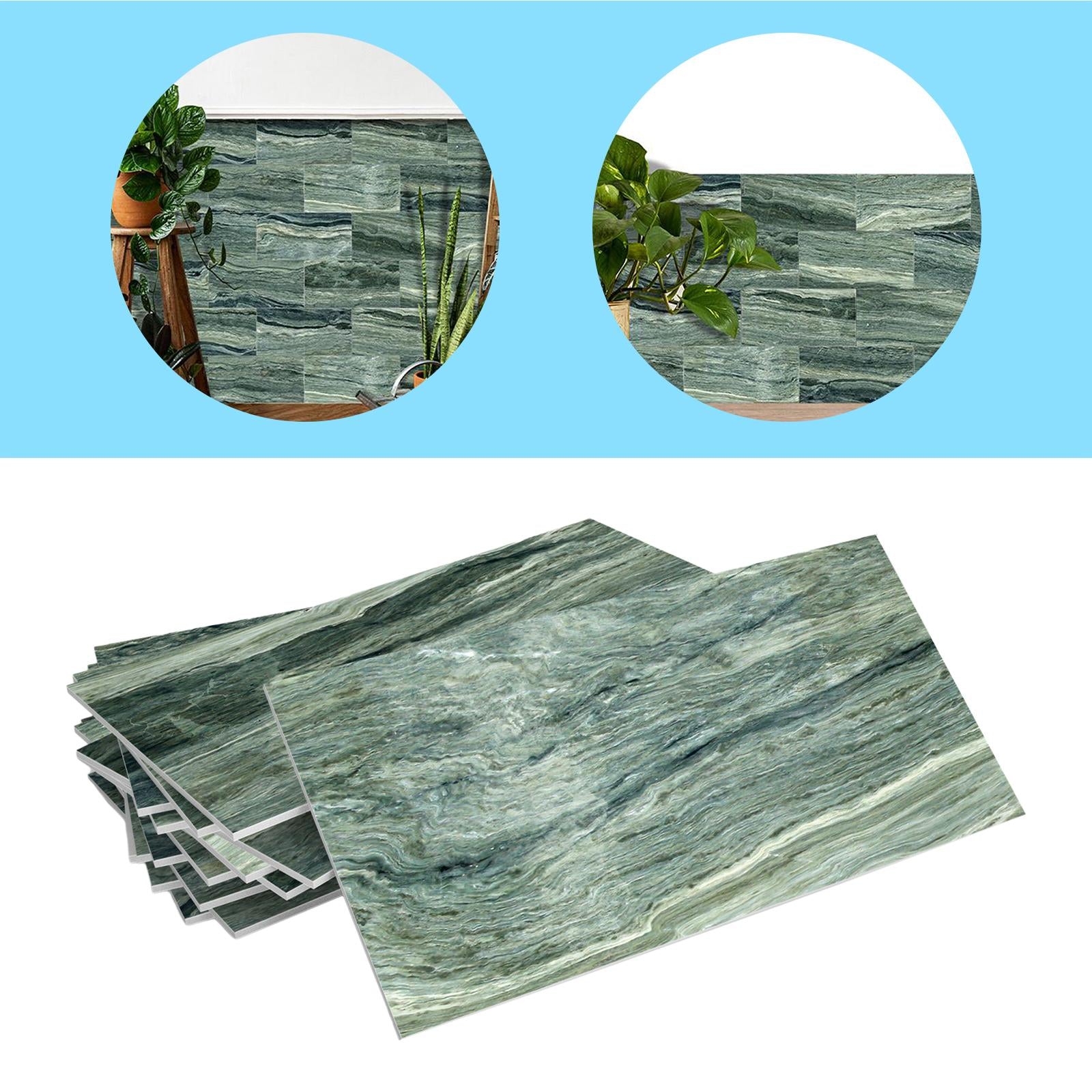 16Pcs Foam Wallpaper Peel and Sticker Wall Panels for Bathroom Kitchen Bedroom Green