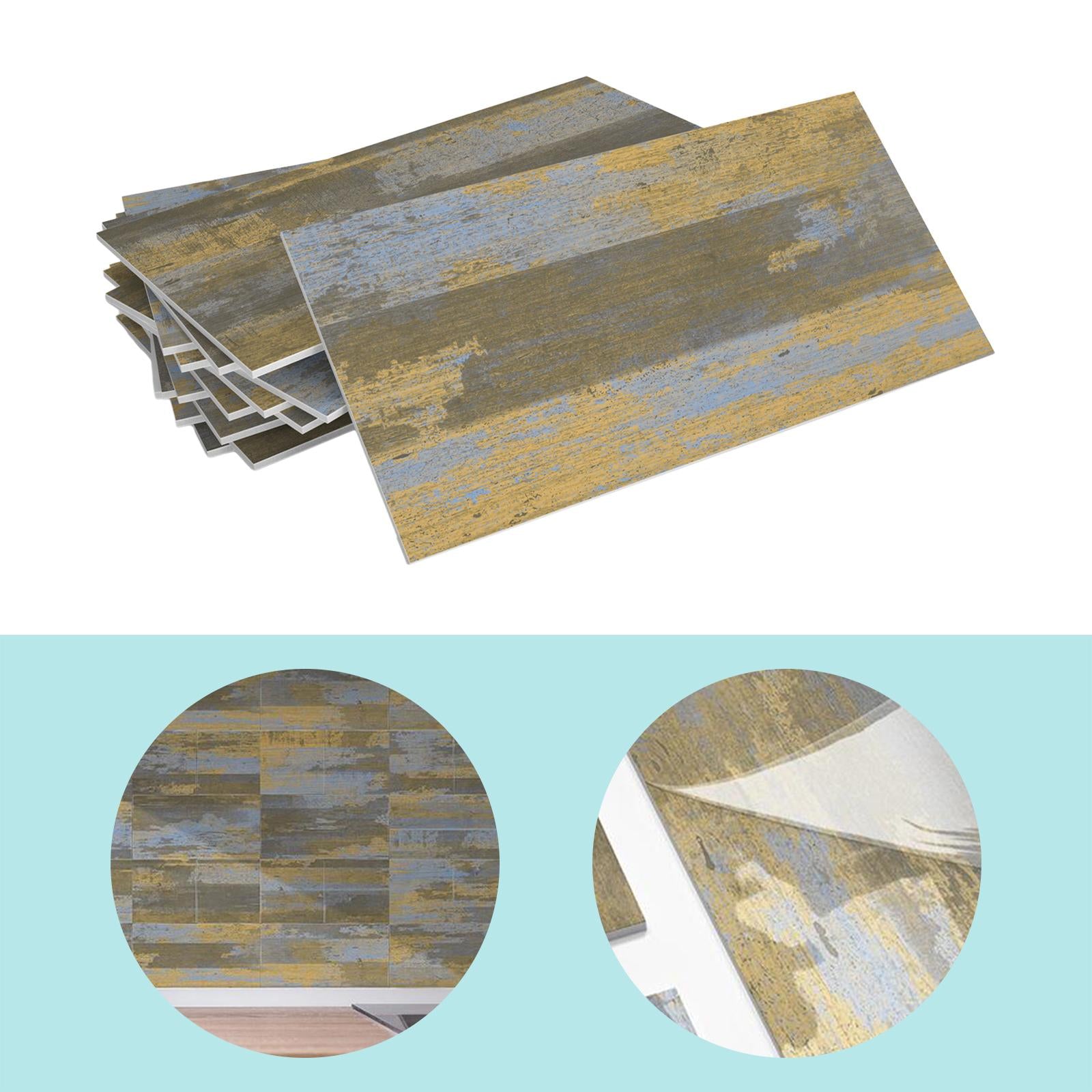 16Pcs Foam Wallpaper Peel and Sticker Wall Panels for Bathroom Kitchen Bedroom yellow wood grain