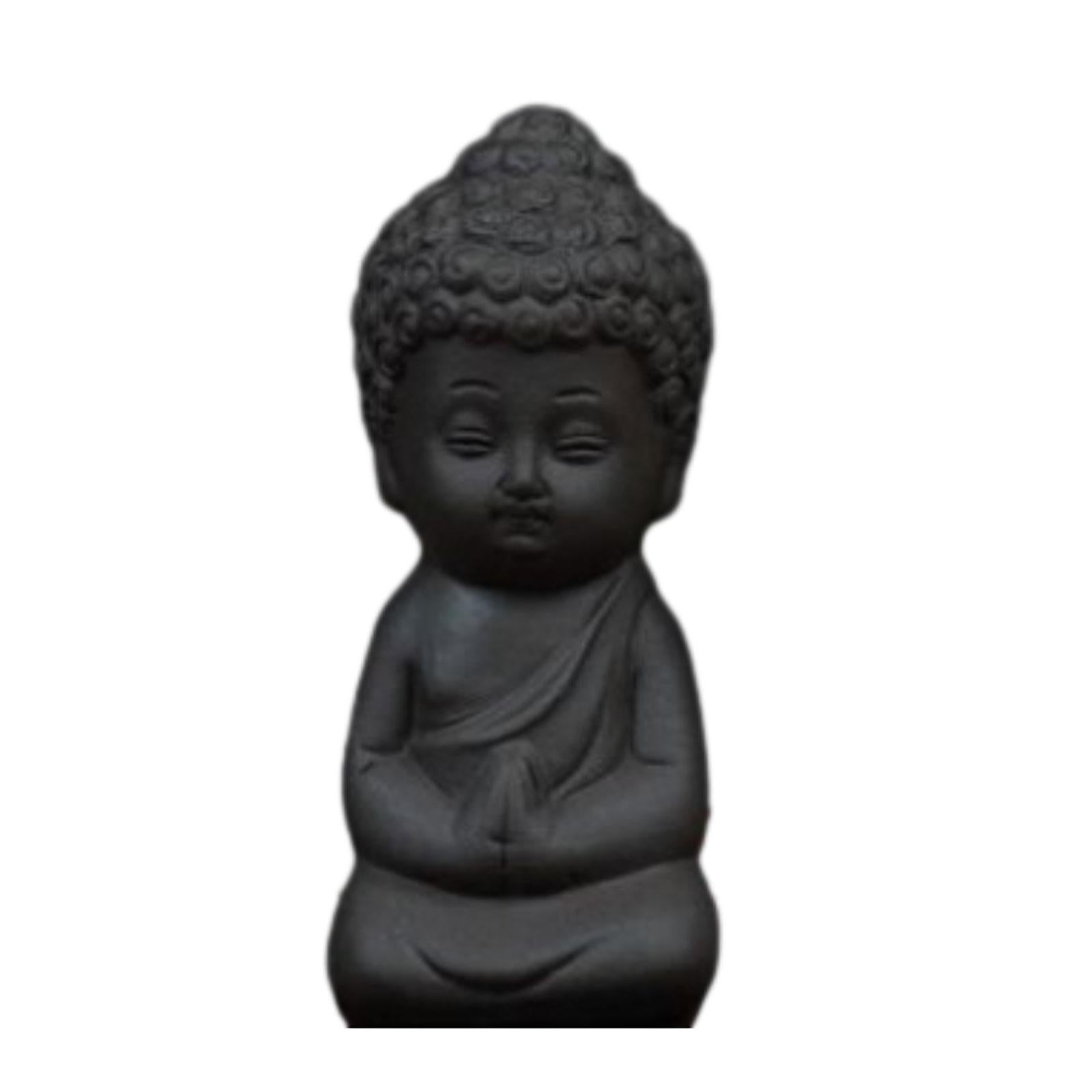 Clay Mini Monk Sculpture Tea Pet Figurine Souvenir for Yoga Room Shelf Decor