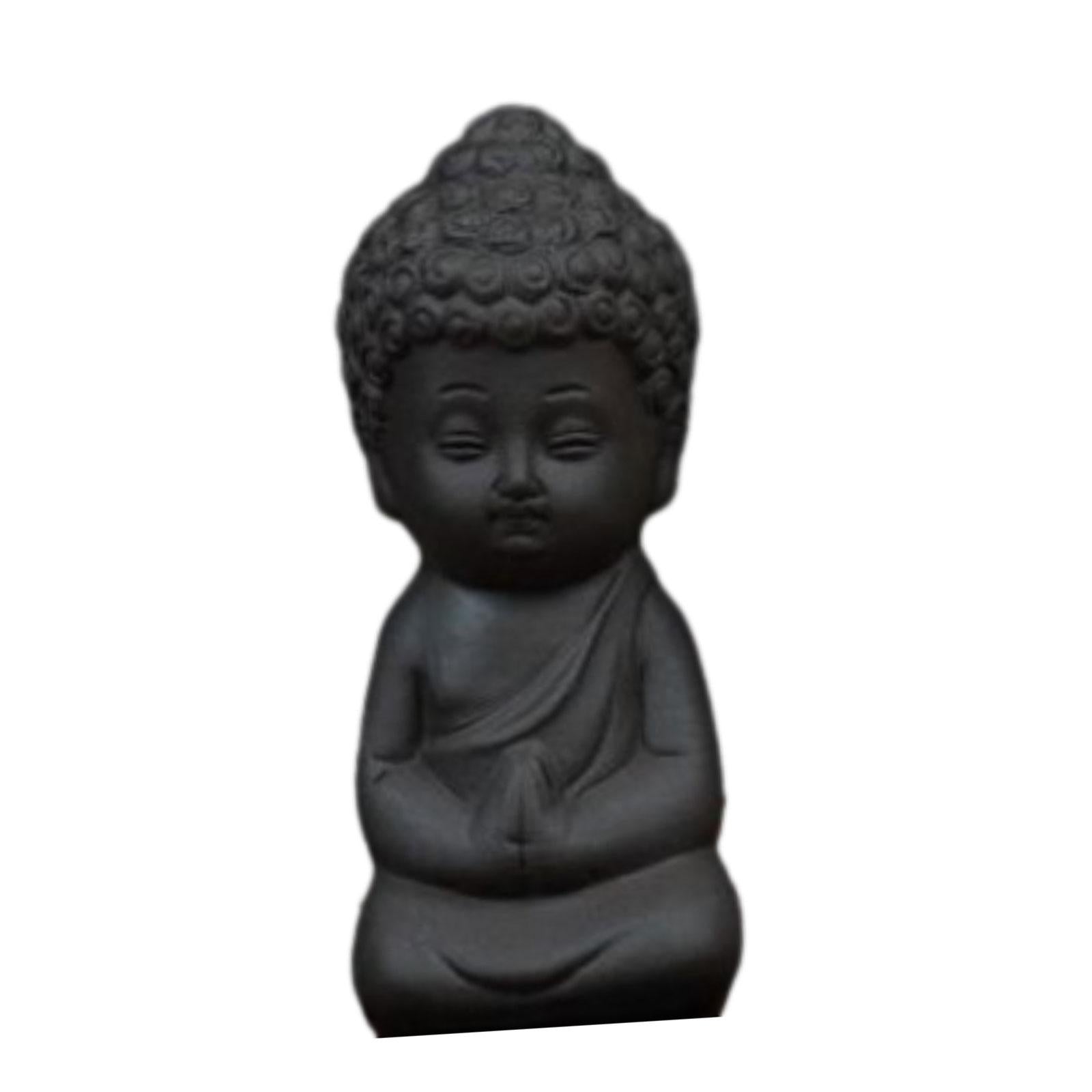 Clay Mini Monk Sculpture Tea Pet Figurine Souvenir for Yoga Room Shelf Decor