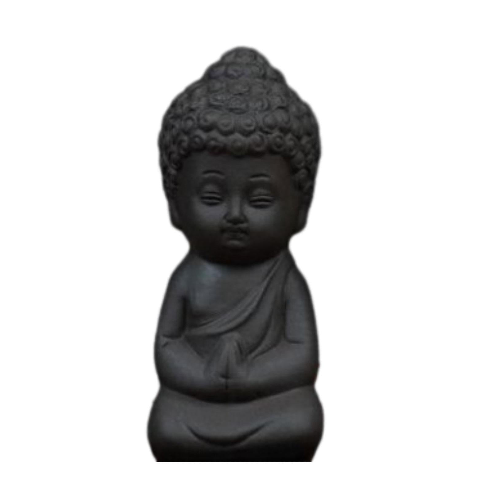 Clay Mini Monk Sculpture Tea Pet Figurine Souvenir for Yoga Room Shelf Decor