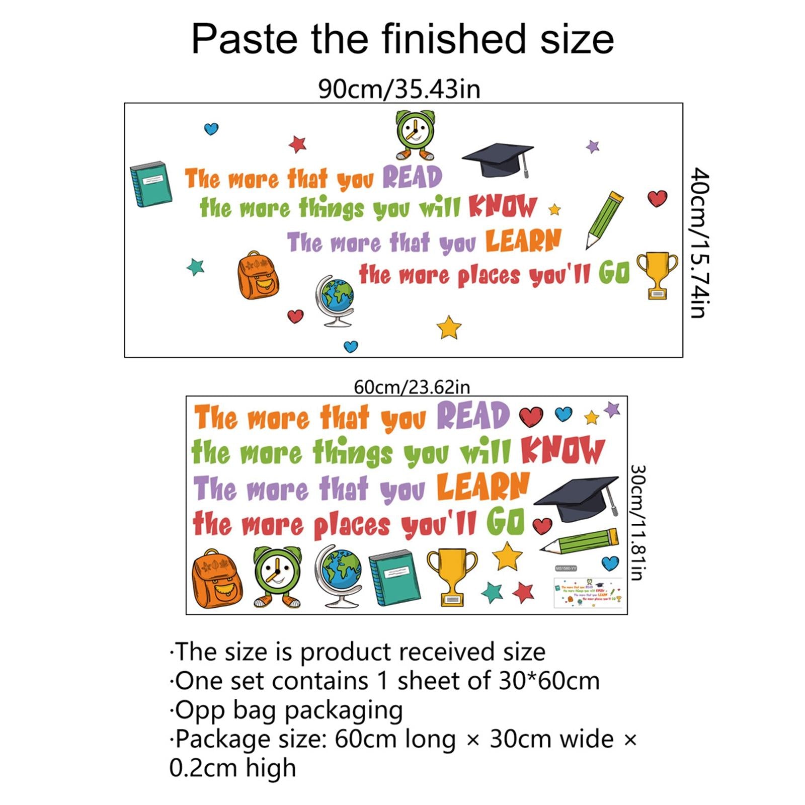 Wall Stickers PVC Colorful Cartoon for Classroom Kids Bedroom Birthday Party