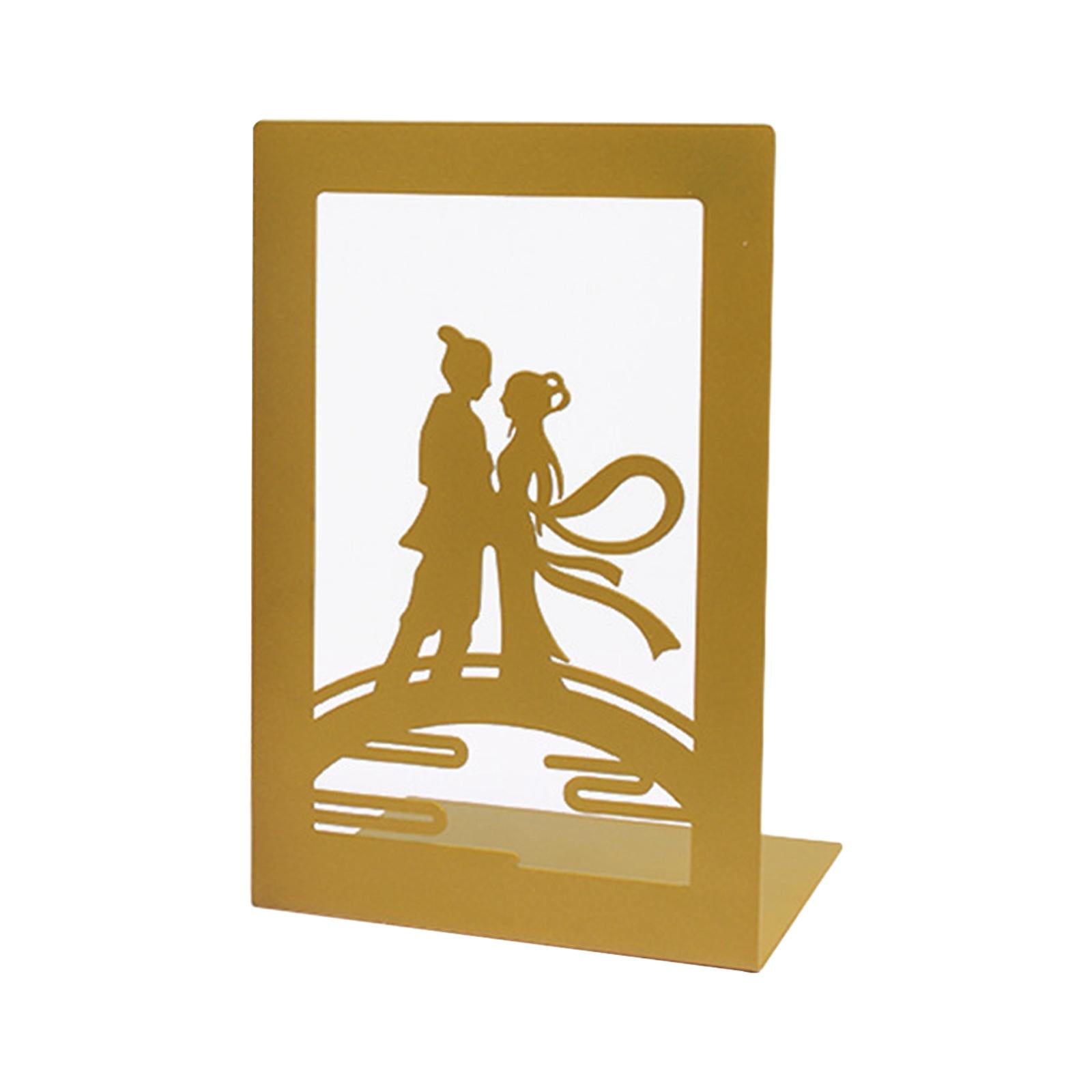 Bookshelf Book Support Organizer Metal Bookends for Magazines Office Shelves Bridge and Couple