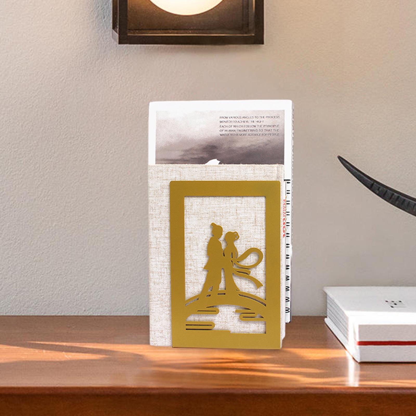 Bookshelf Book Support Organizer Metal Bookends for Magazines Office Shelves Bridge and Couple