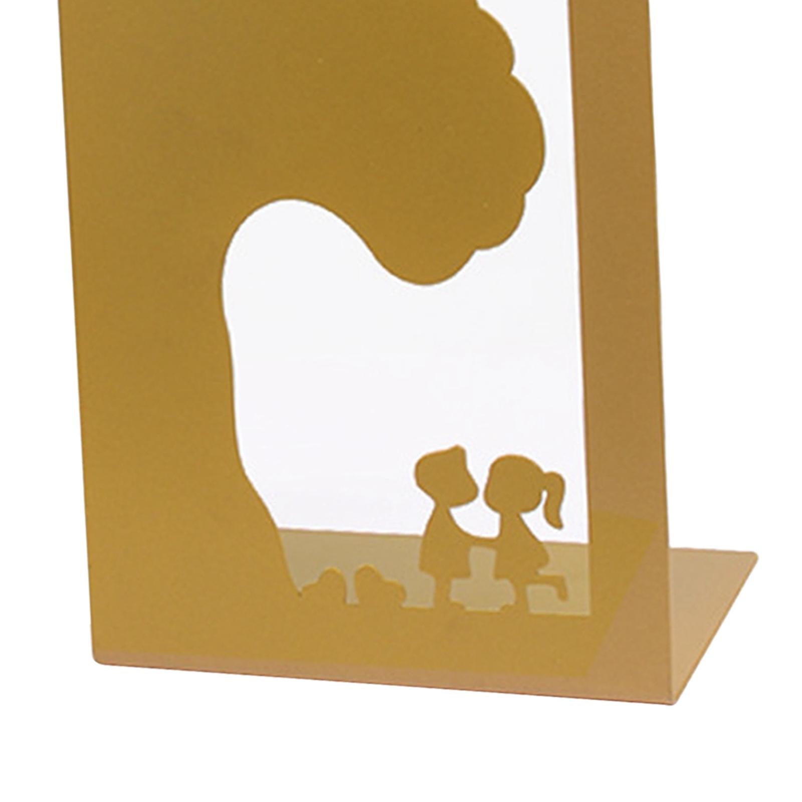 Bookshelf Book Support Organizer Metal Bookends for Magazines Office Shelves Tree and Boy Girl