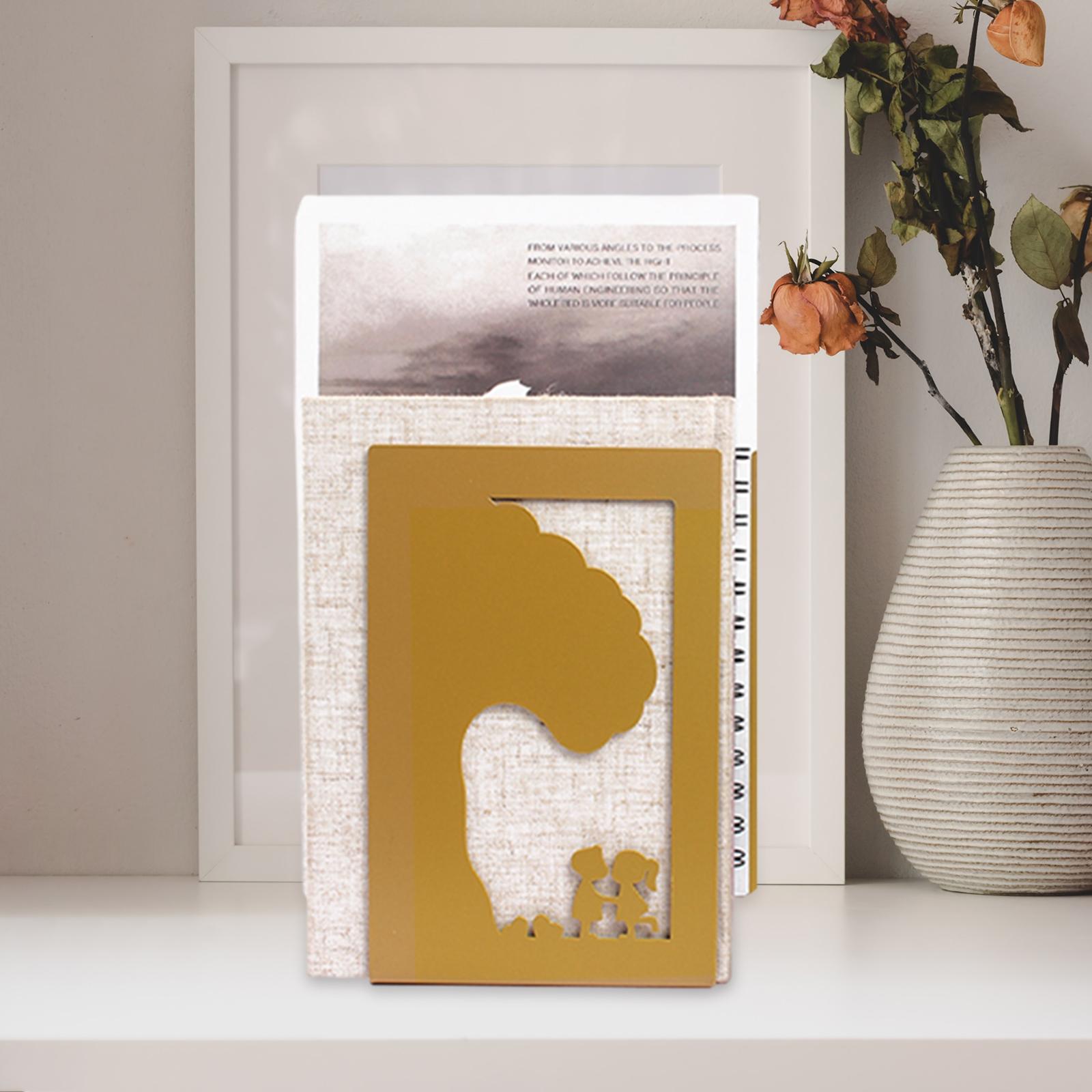 Bookshelf Book Support Organizer Metal Bookends for Magazines Office Shelves Tree and Boy Girl